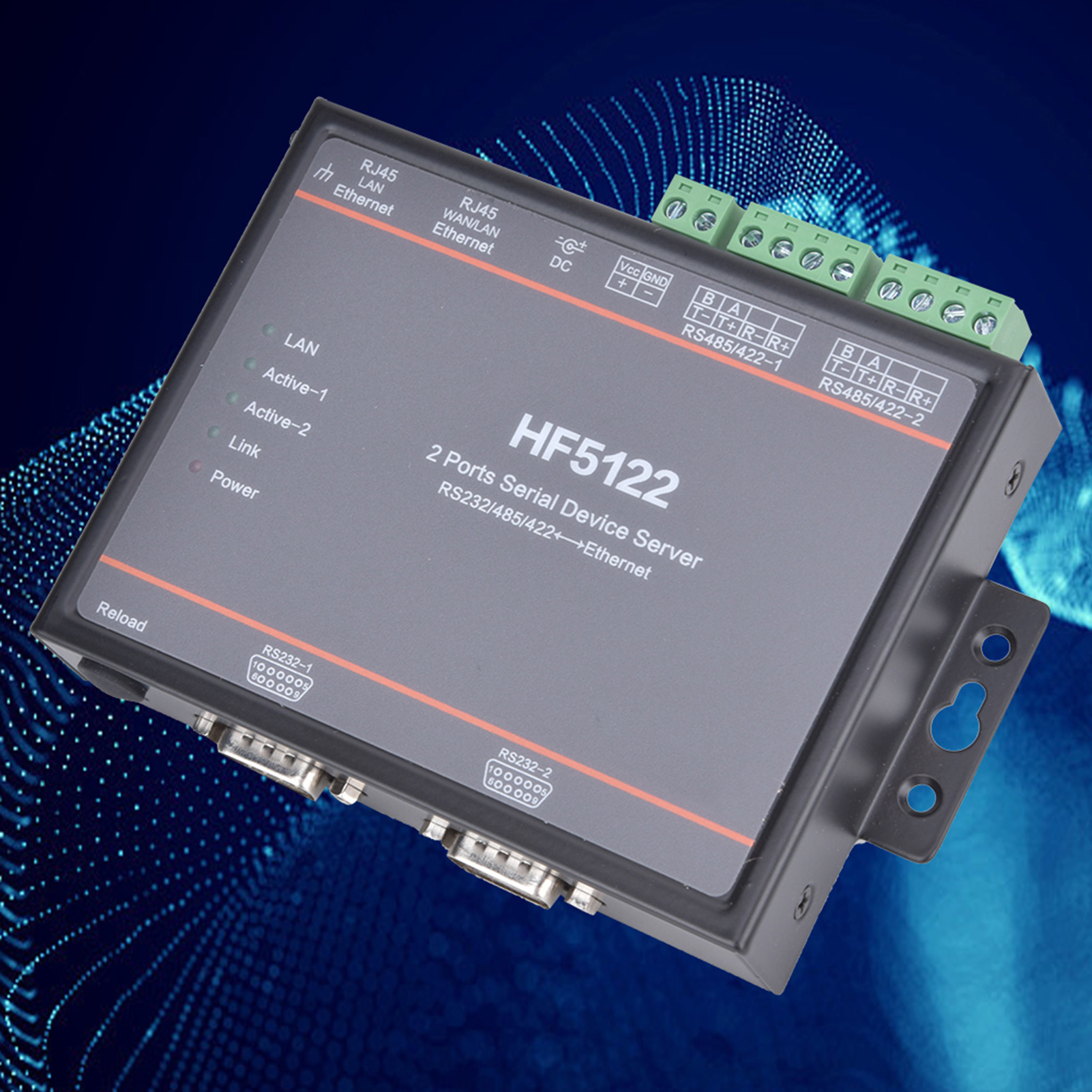 Hf-5122 Serieller Server Mit Zwei Seriellen Ethernet-schnittstellen (rs232/rs485/rs422, 5-36v Dc)