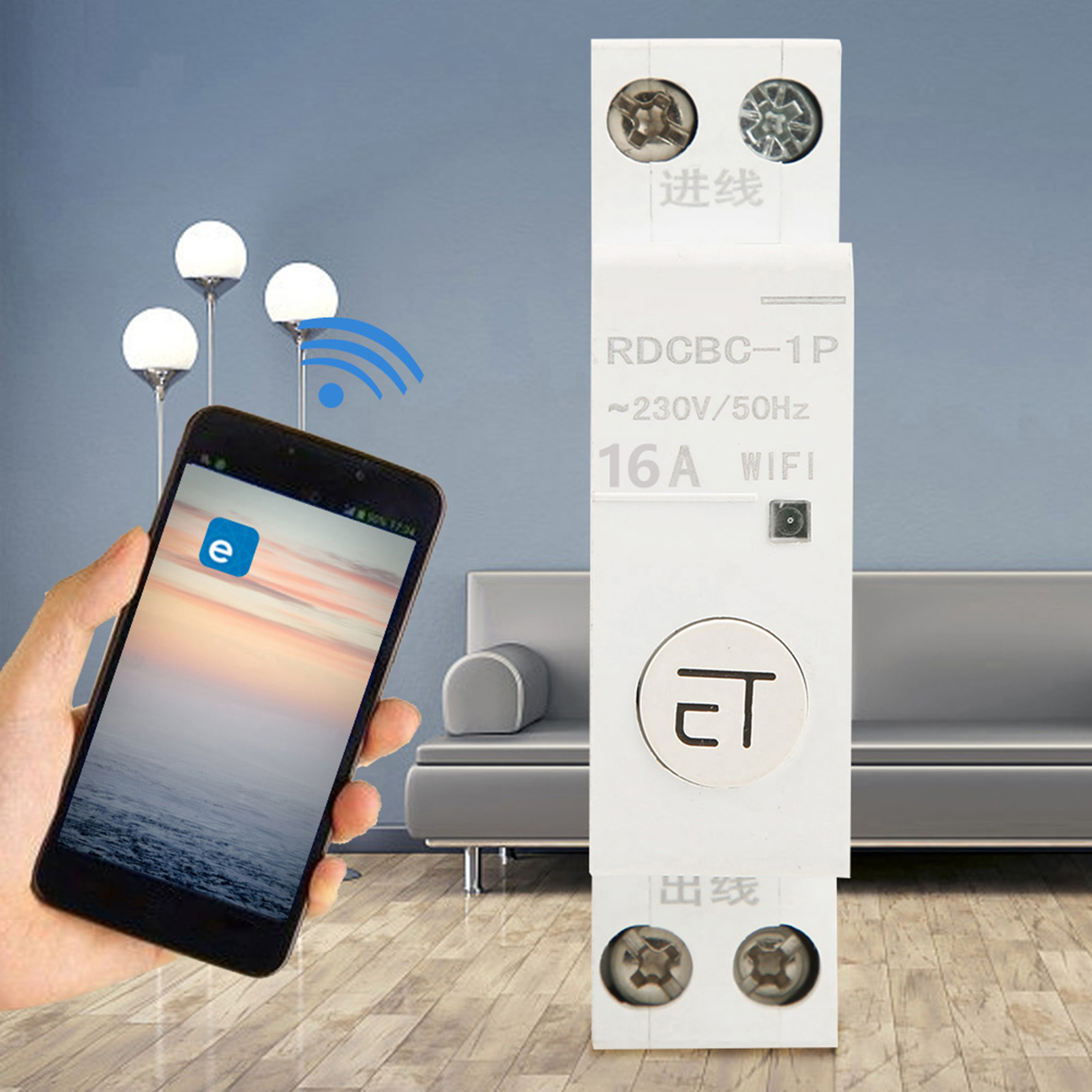 Intelligenter Wlan-schalter Mit Fernbedienung Für Verteilerkasten, 1-polig, Ac230v, Ip20