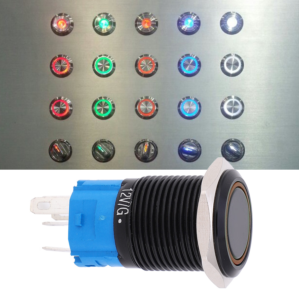 2 Selbstverriegelnde, Wasserdichte Metall-drucktaster Mit Beleuchtung, 16 Mm, Für Auto/computer, 220 V Wechselstrom (gelb)