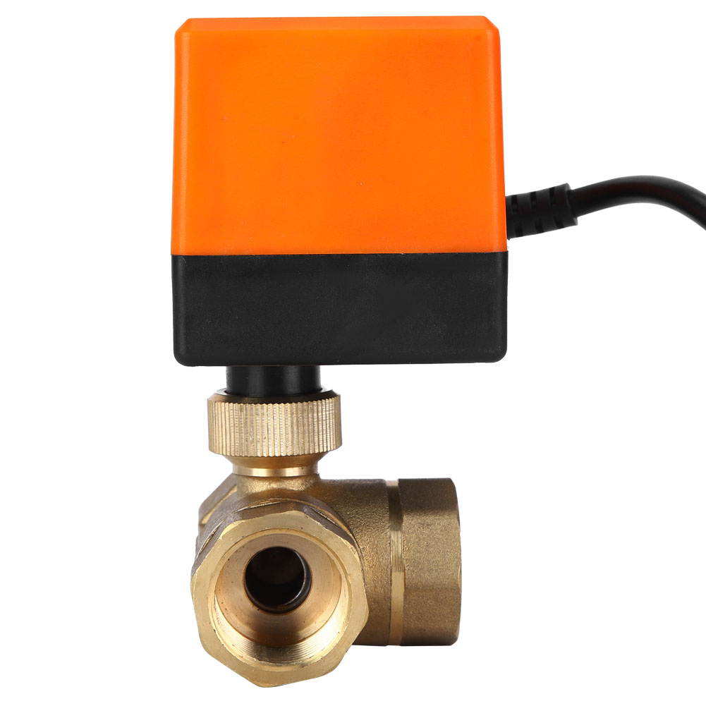L-förmiges Motorisiertes Kugelventil, Messing Orange, Elektrisches Ventil, 3-adrig, Bidirektional Steuerbar, 1,6 Mpa, 6 W, 220 V Ac, G3/4 Zoll