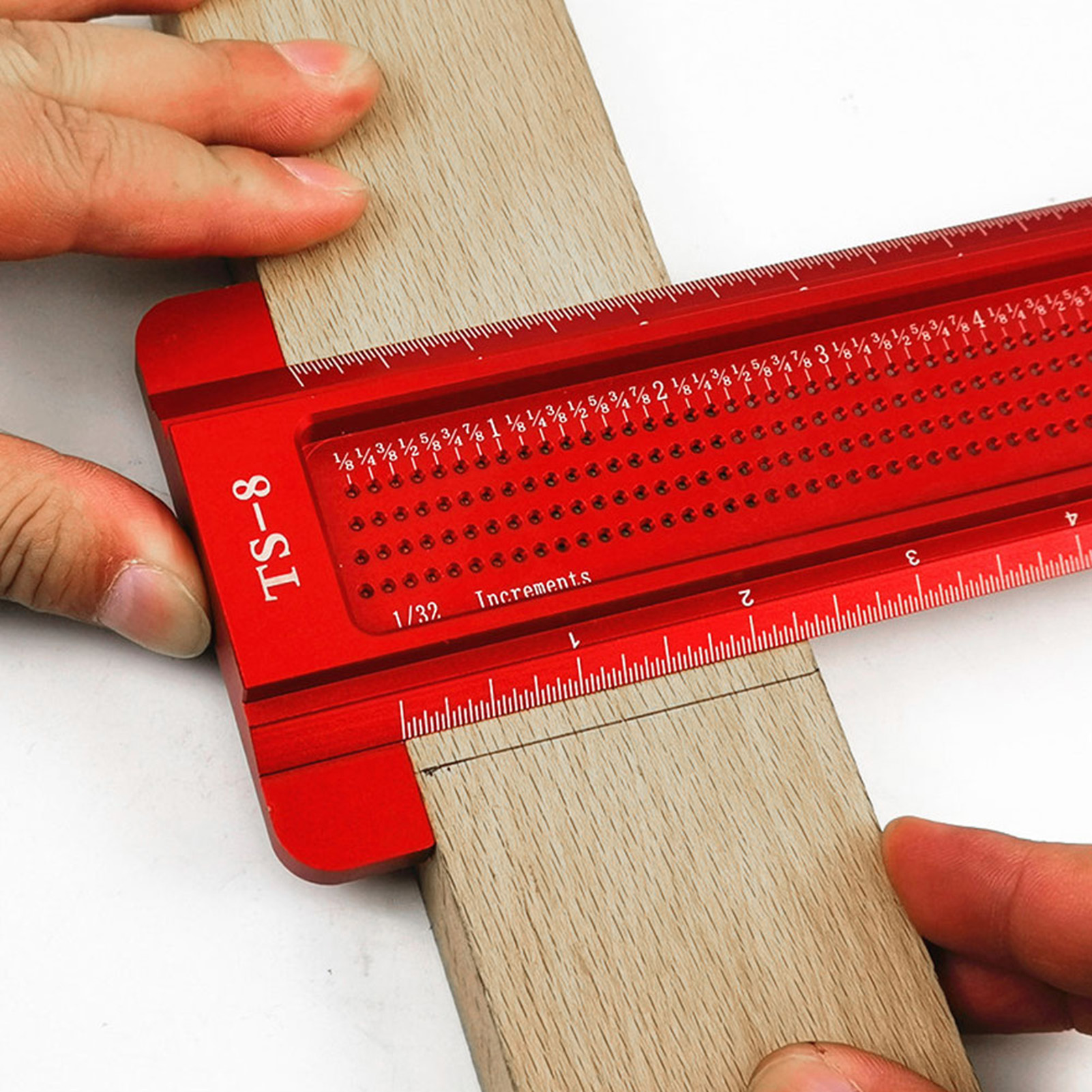 Ts-8 Lochlehre Für Holzbearbeitung, Aluminium, T-förmiges Messwerkzeug, Miniatur-anreißer Für Beschläge (rot)