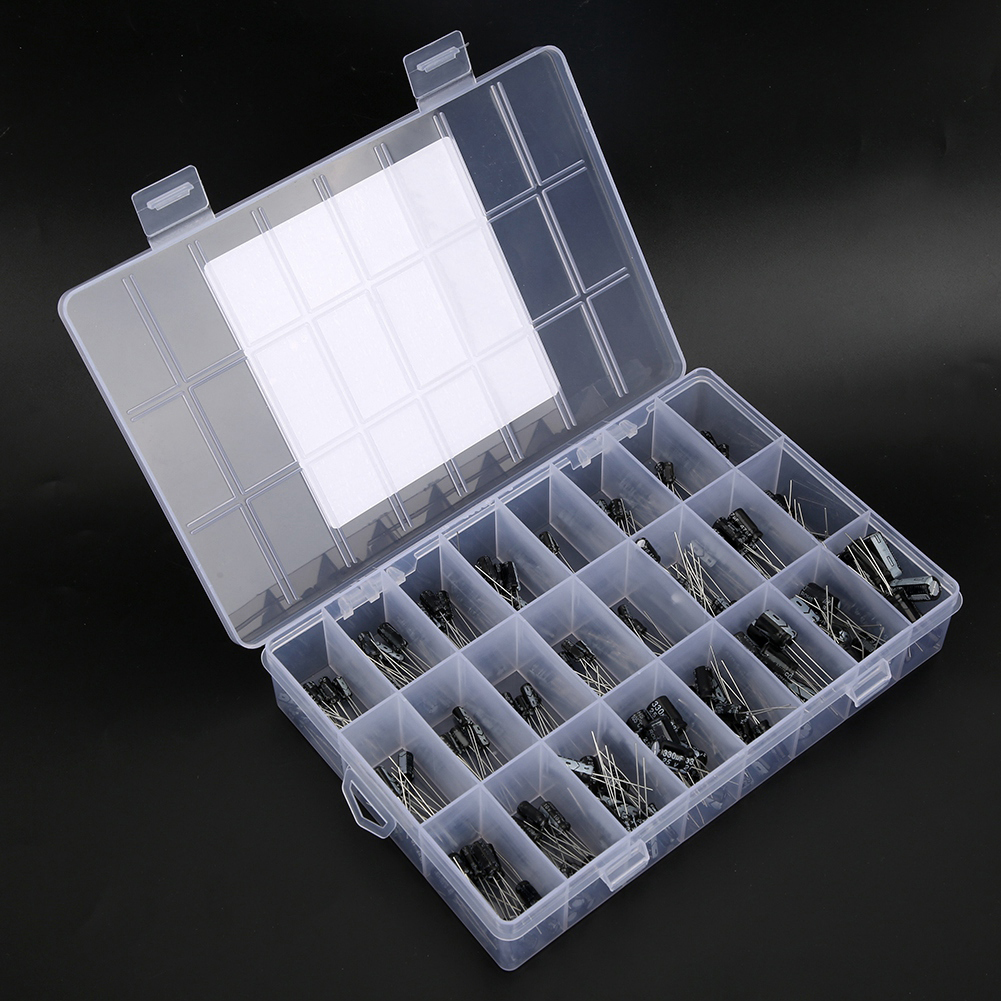 Satz Mit 240 Schwarzen Elektrolytkondensatoren 0,1µf-1000µf Mit Aufbewahrungsbox (elektronische Bauteile)