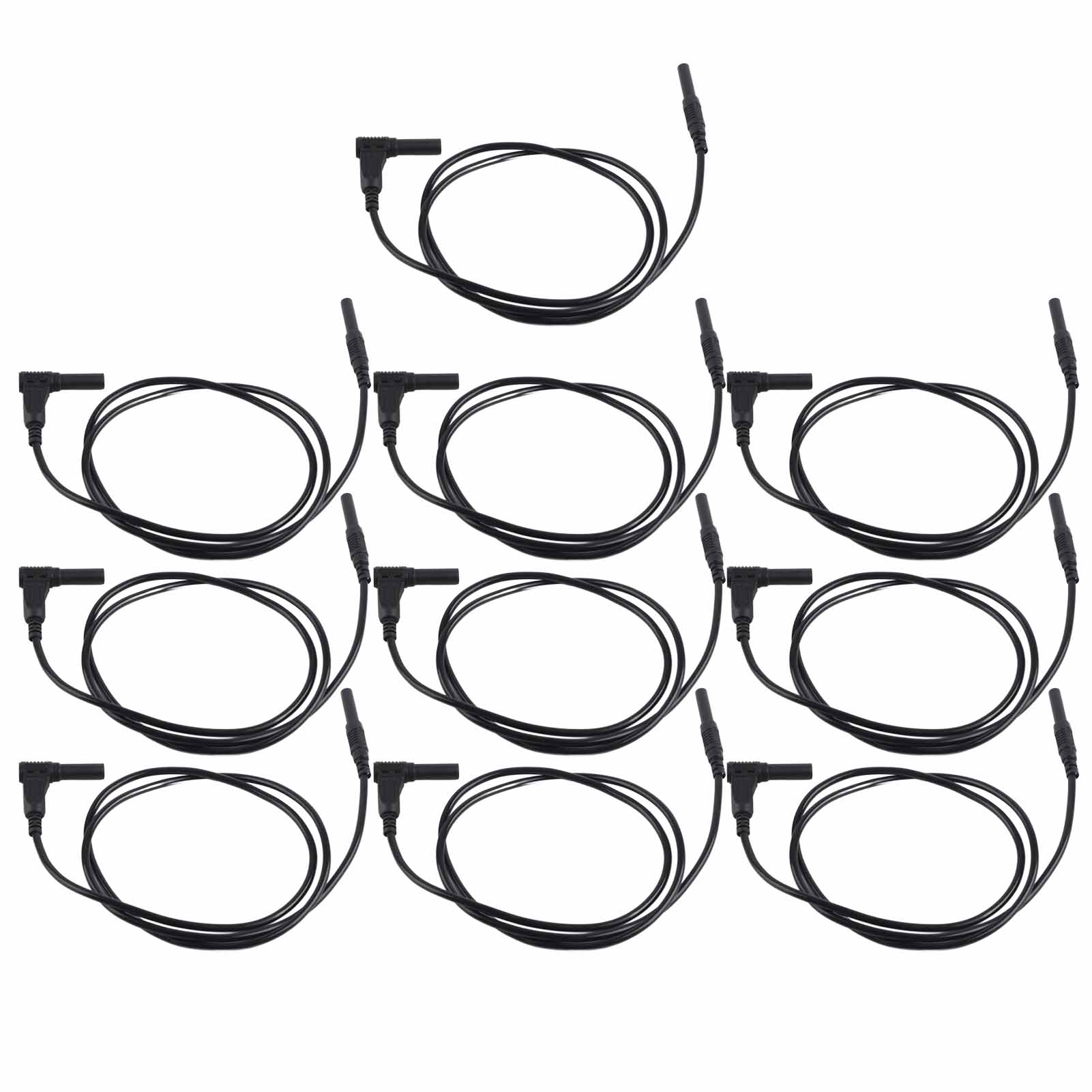 Satz Mit 10 Messleitungen Mit Bananensteckern, Gerade Und Drehbar, Stecker-zu-stecker, Teleskopierbar, Mit Schutz, J.70026, 4 Mm, Schwarz