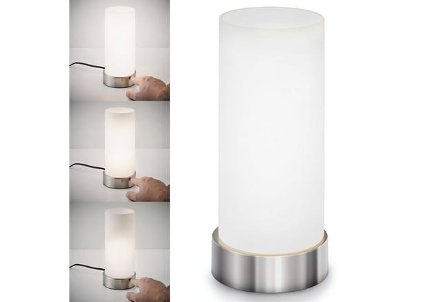 B.K.Licht Tischleuchte Isa, ohne Leuchtmittel, LED Tischlampe, Berührungssensor, dimmbar, Touchdimmer Nachttischlampe