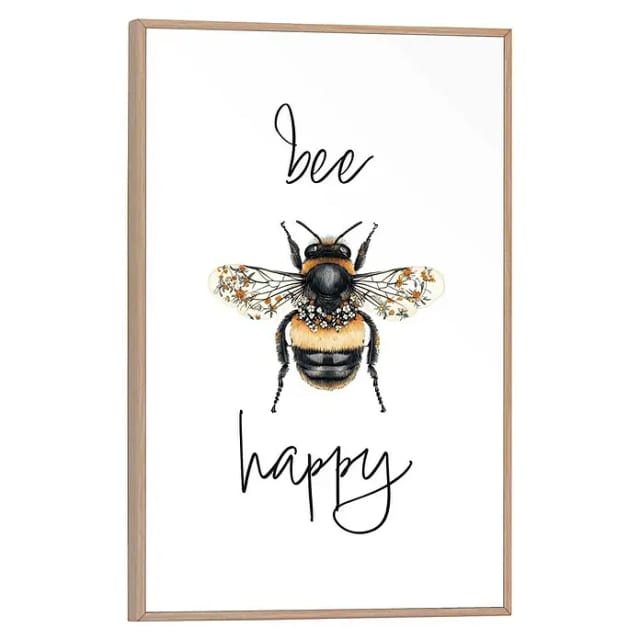 Reinders! Poster Bee Happy, Küche - Gelb - MDF - Tiere - 20x30 cm