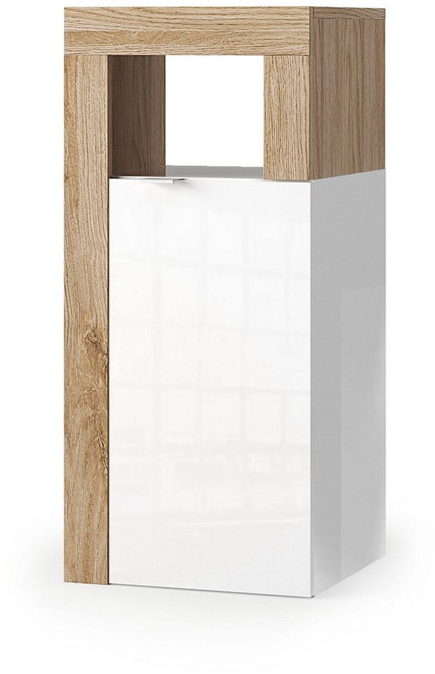 welltime Unterschrank Hamburg Höhe 78 cm, Breite 35 cm, Badkommode mit 1 Tür, Badezimmerschrank, dekorativer Rahmen, offenes Fach, Metallgriff