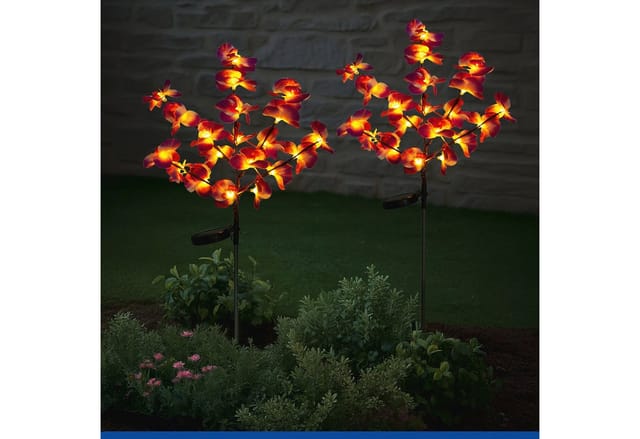 Maximex LED Gartenleuchte Modell Orchidee, Ein-/Ausschalter, LED fest integriert, Extra-Warmweiß, LED Gartenstecker, solarbetriebene Gartenbeleuchtung, 2 Einstellungen