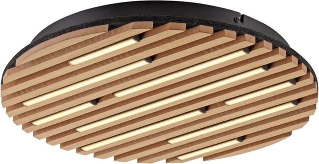 OTTO home Deckenleuchte Ullii Akustikpaneele, LED fest integriert, Warmweiß, schwarze LED Diffuser, Holz, Akustik, Paneele, 3000K - Ø 40 cm