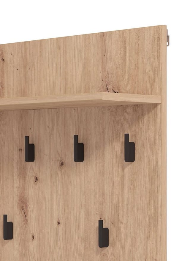 INOSIGN Garderobenpaneel Landes, Garderobe mit 6 Haken und Hutablage, Wandgarderobe, mit Regal, Höhe 83 cm, in Artisan Eiche