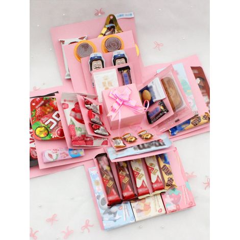 16-teiliges Set: Pinke Explosions-geschenkbox, Überraschungs-fotobox, Diy-scrapbooking-album-zubehör Für Pärchengeschenke