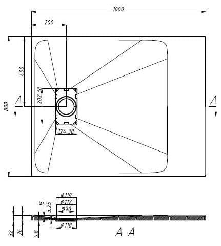 Sanotechnik Duschwanne SMC Brausetasse, rechteckig, LxB: 100x80cm, schneidbar