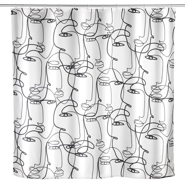 WENKO Duschvorhang Faces Breite 180 cm, Höhe 200 cm, Polyester, waschbar