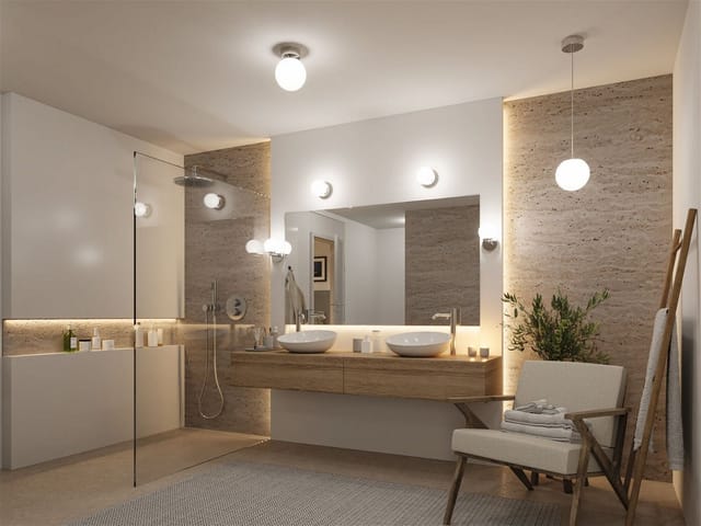 Paulmann LED Wandleuchte Selection Bathroom Gove IP44 5W 3000K Satin, Glas/Metall, LED fest integriert, Warmweiß