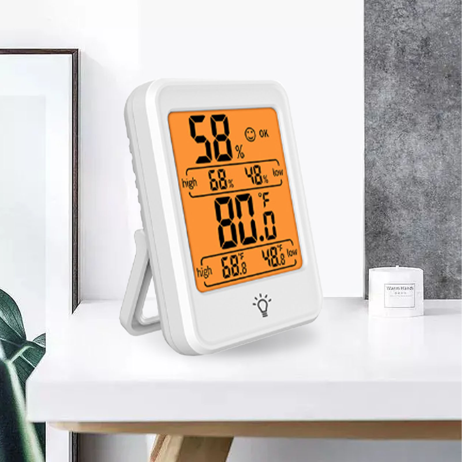 Digitales Thermometer-hygrometer Mit Hintergrundbeleuchtung Für Gewächshäuser, Weiß, Für Temperatur Und Luftfeuchtigkeit Im Innenbereich, Geeignet Für Gewächshäuser