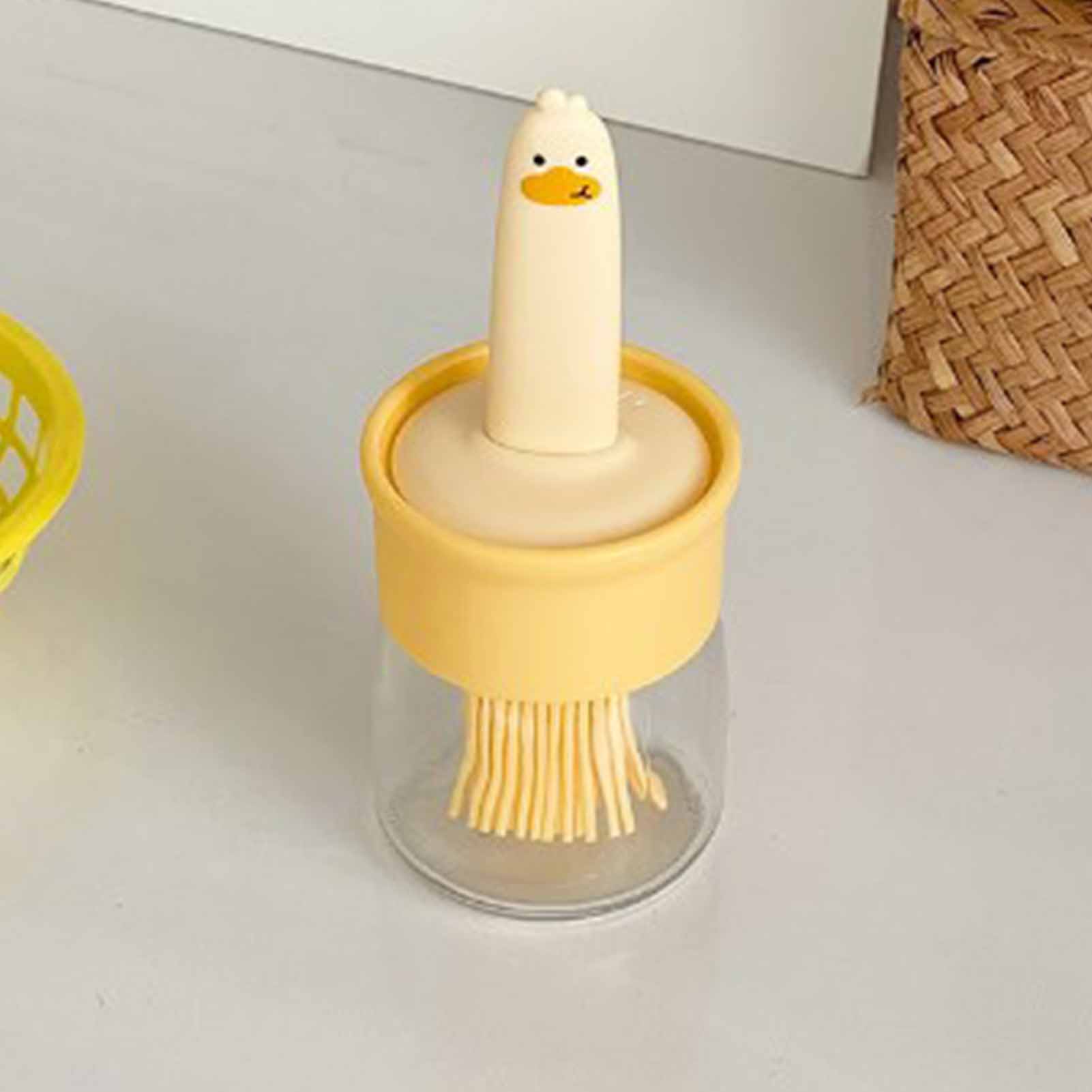 Ölflasche Mit Silikonpinsel, Ölspender Zum Backen, Kochen Und Grillen, Orange