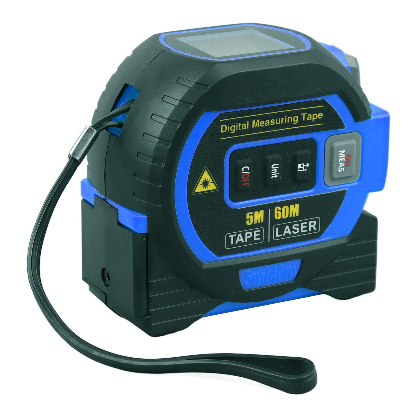 Digitales 3-in-1-maßband Mit Hoher Flexibilität, Blau, Mit Präziser Automatischer Arretierung Für Richtungsmessungen, 60 M / 196,9 Ft