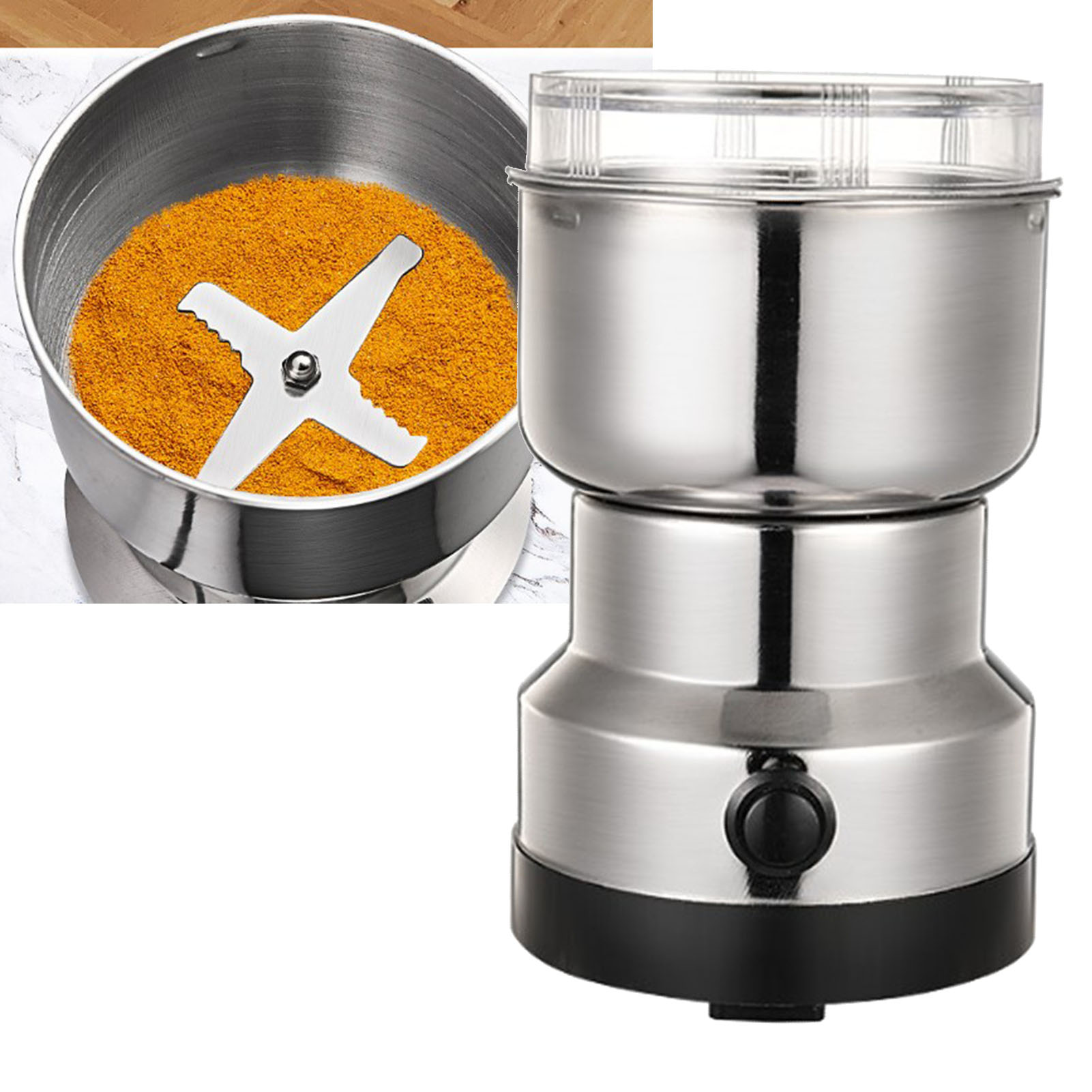 Elektrische Getreidemühle 400 Ml, 150 W, Edelstahl 304, 4 Klingen, Getreidemühle Zum Feinmahlen Von Pulver, Eu-norm, 220 V