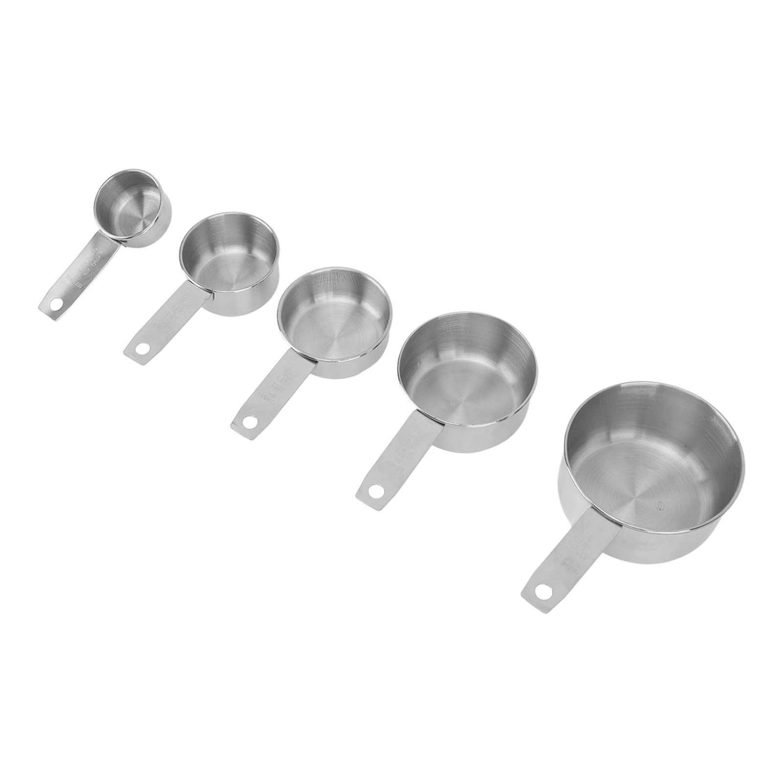 Set Mit 5 Messbechern Aus Edelstahl. Leicht Zu Reinigende, Stapelbare Küchenhelfer Zum Backen Und Kochen.