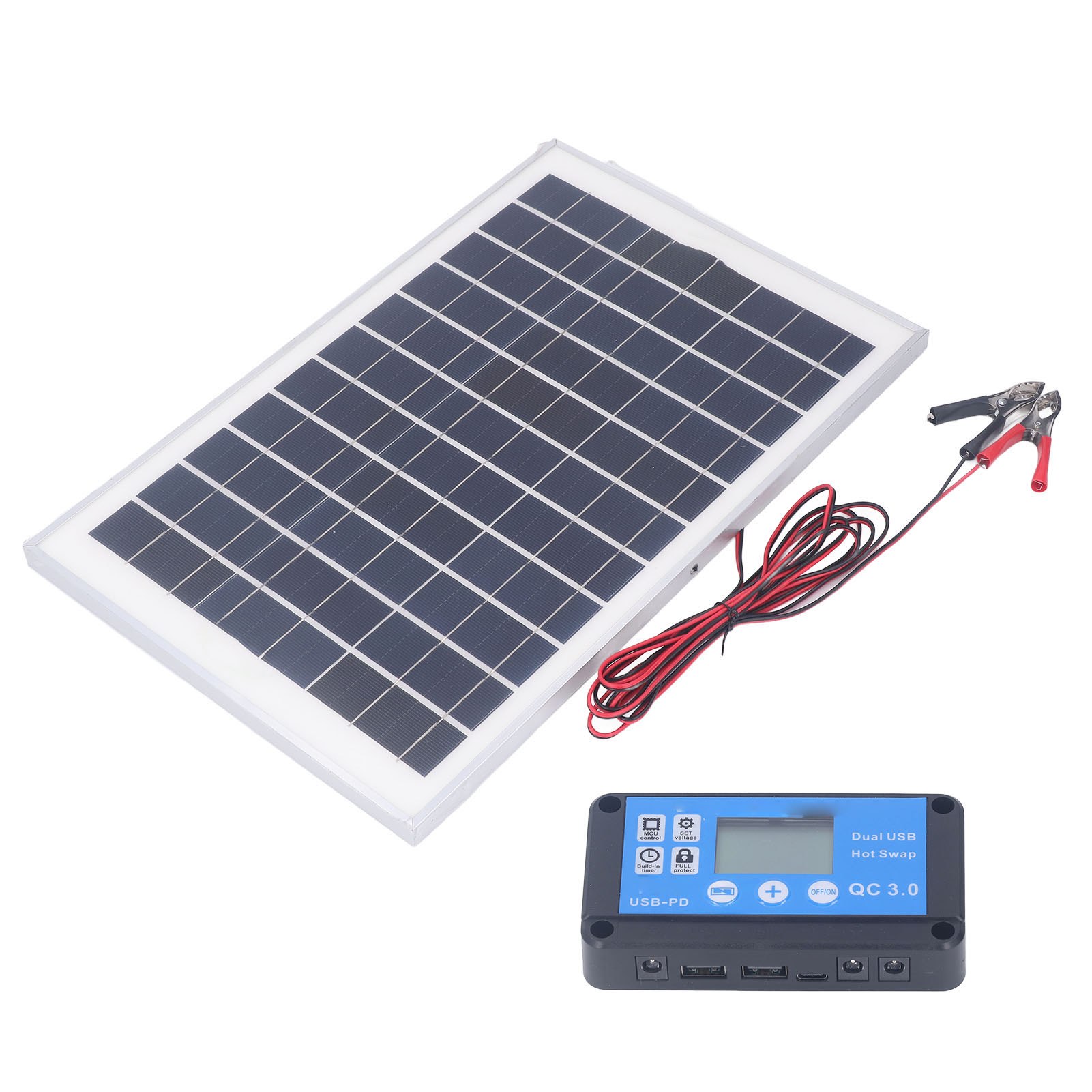 50w 18v Solarpanel-set Mit Wasserdichtem Mppt-laderegler Und 3m Batterieklemme Für Wohnwagen, Boot Und Wohnmobil