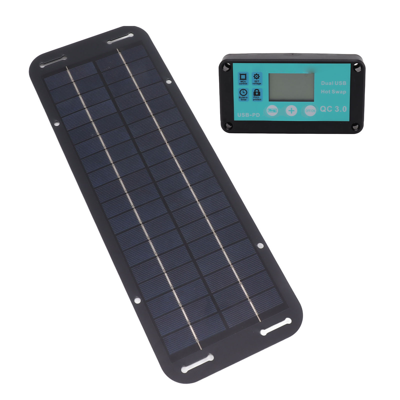 20-w-solarpanel, Schwarz, Solarzelle Mit Wasserdichtem Mppt-regler Für Wohnmobil, Haus, Fahrzeug, Reisen Und Camping