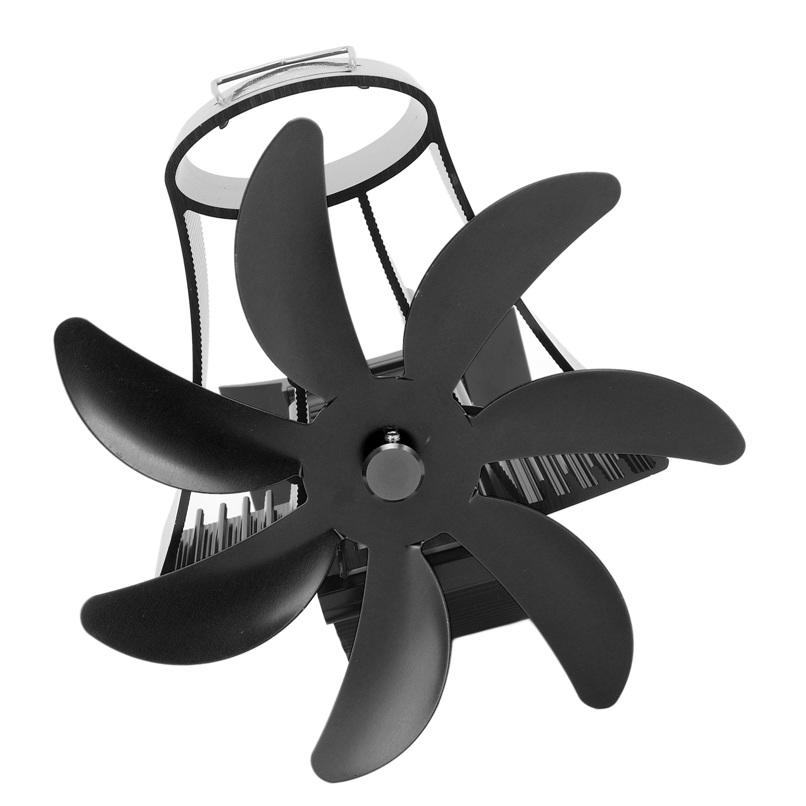 Kaminventilator Für Holzöfen, 7 Flügel, Leiser Motor, Wärmebetriebener Kaminventilator, Magnetisch, Schwarz