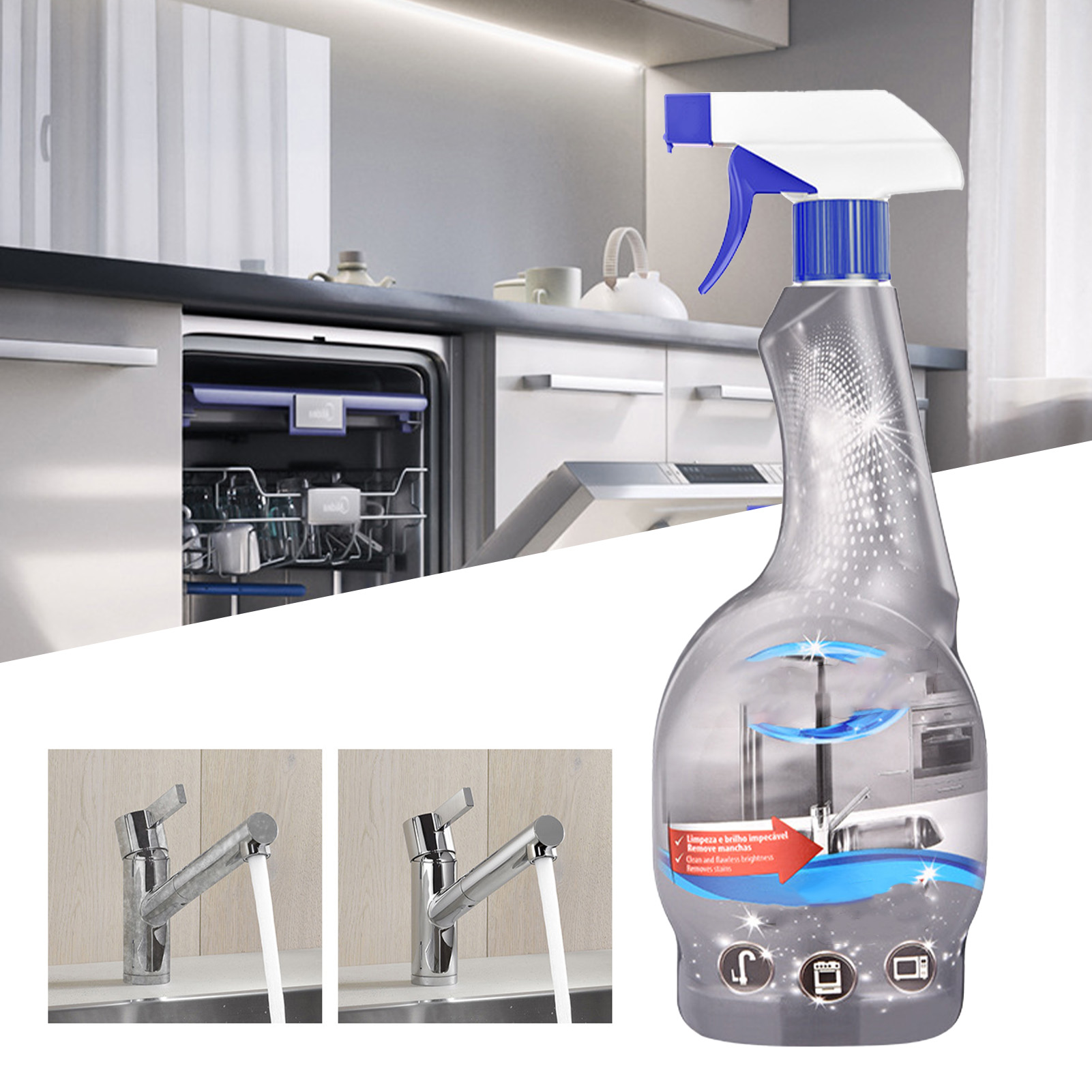 Edelstahl-rostentferner Und -auflöser 550 Ml Für Wasserhähne Und Duschköpfe