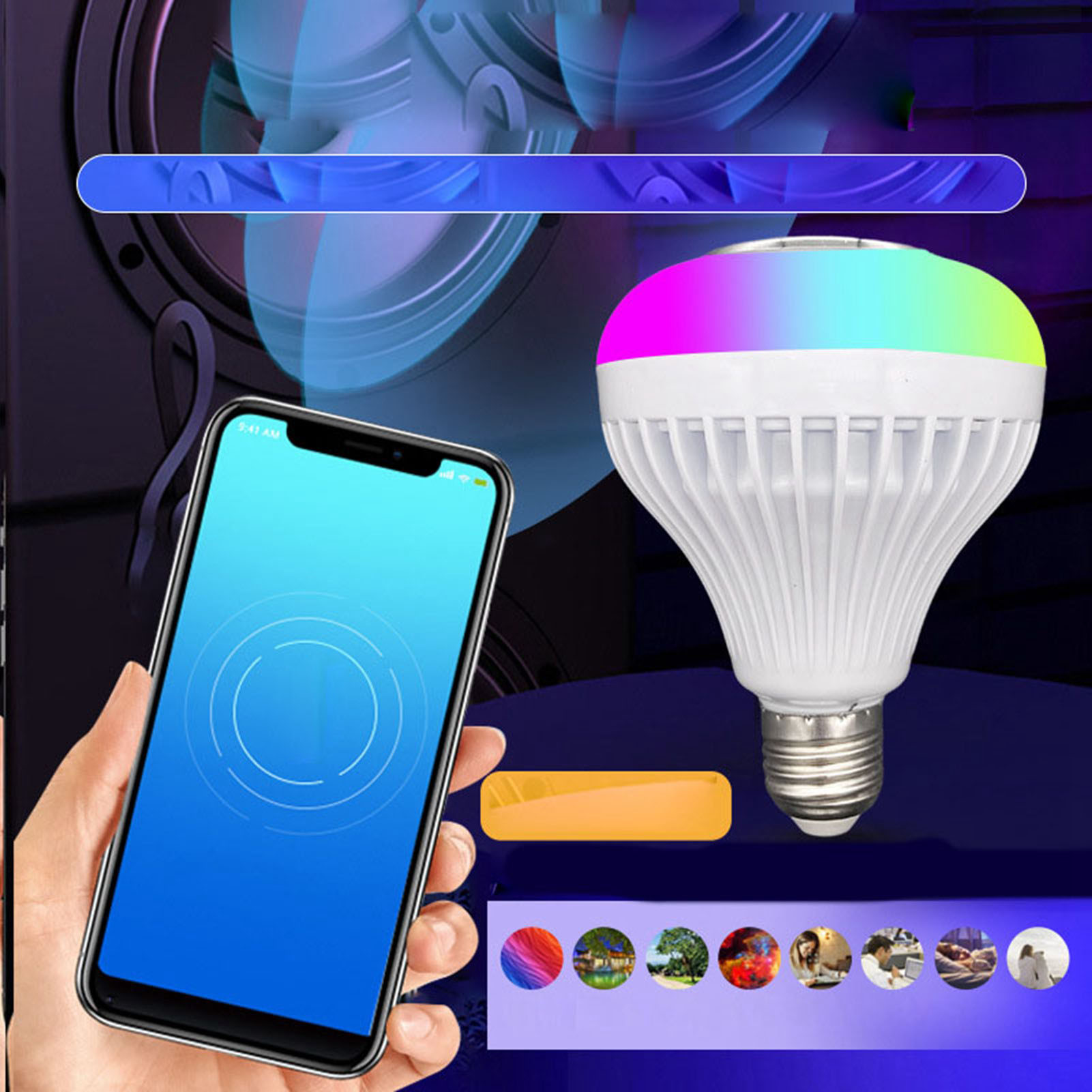Bluetooth-musiklampe, Kunststoff, Rgb, Mehrfarbig, Verstellbar, Kabellos, Smarte Lampe Für Bars Und Restaurants, 12 W