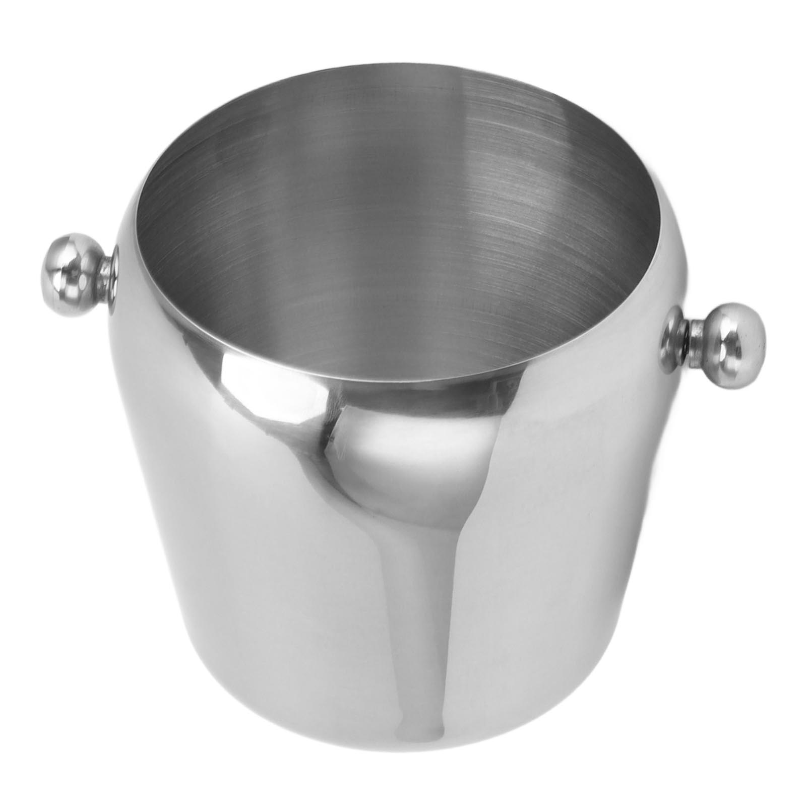 Eisbehälter Aus Edelstahl, Champagner-eiskübel, Weinkühler, Getränkekühler Mit Glattem Griff Für Hausbars Und Partys, Silber, Nude, Klein, 1 Liter