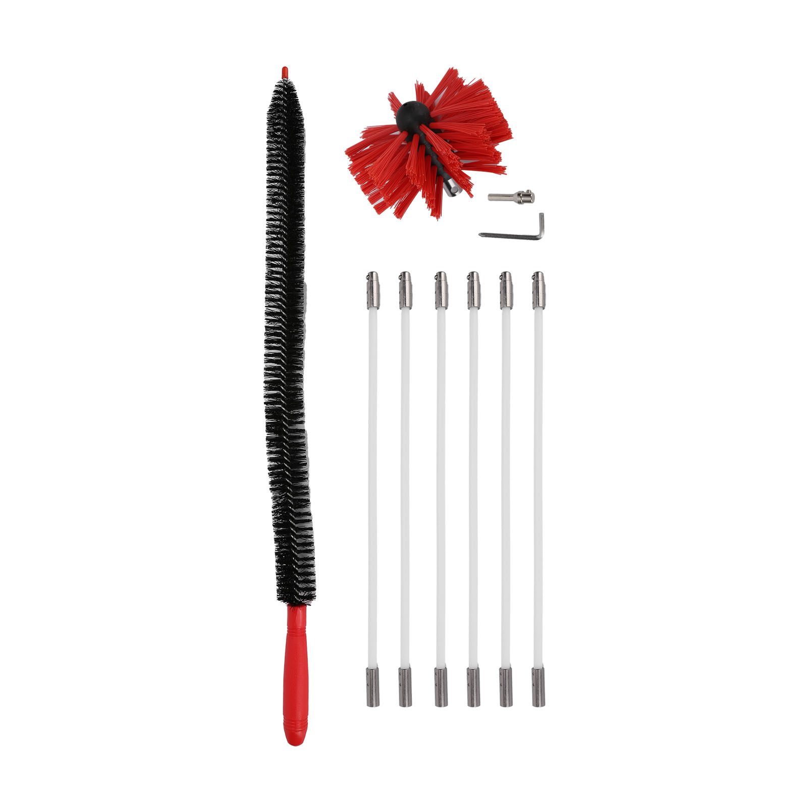 Kaminbürste, Weich, Nylon, Klein, Langlebig, Zur Reinigung Von Innenwänden (schwarz, Neu, 410 Mm X 6 Stäbe, Sechseckiger Schaft)