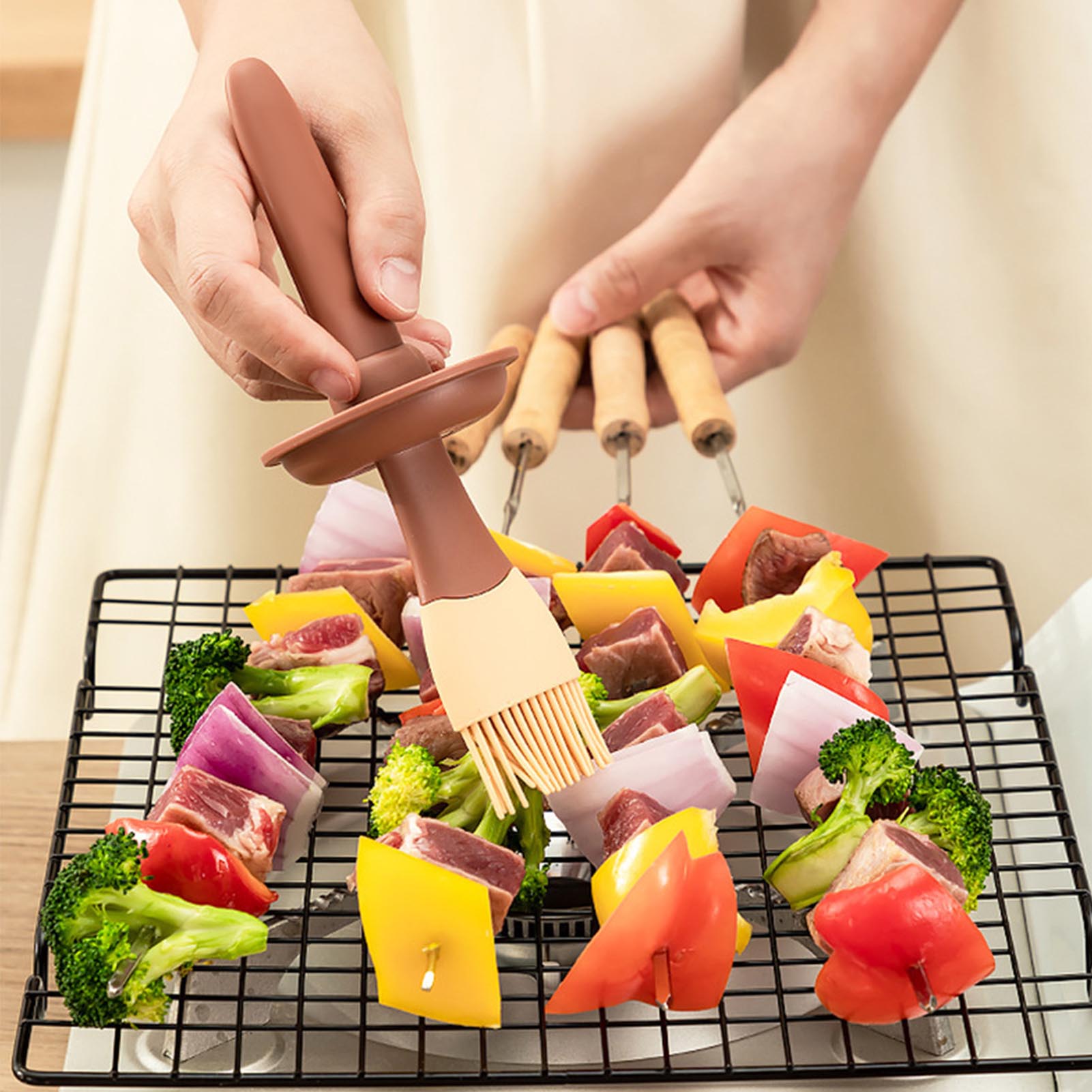 Silikon, Hitzebeständig, Lebensmittelecht, Gebäckpinsel, Flaschenrot