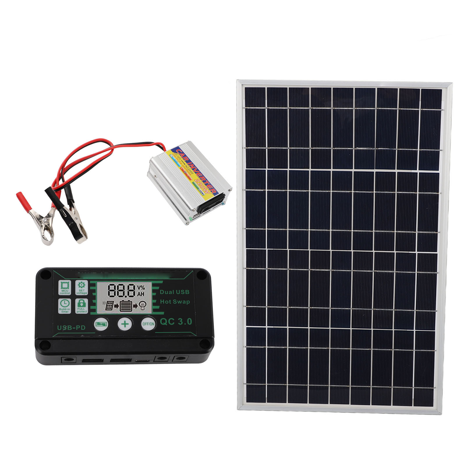 30-w-solarpanel-set, 220-w-mppt-solarpanel-wechselrichter, Wasserdichter Netzteil-controller