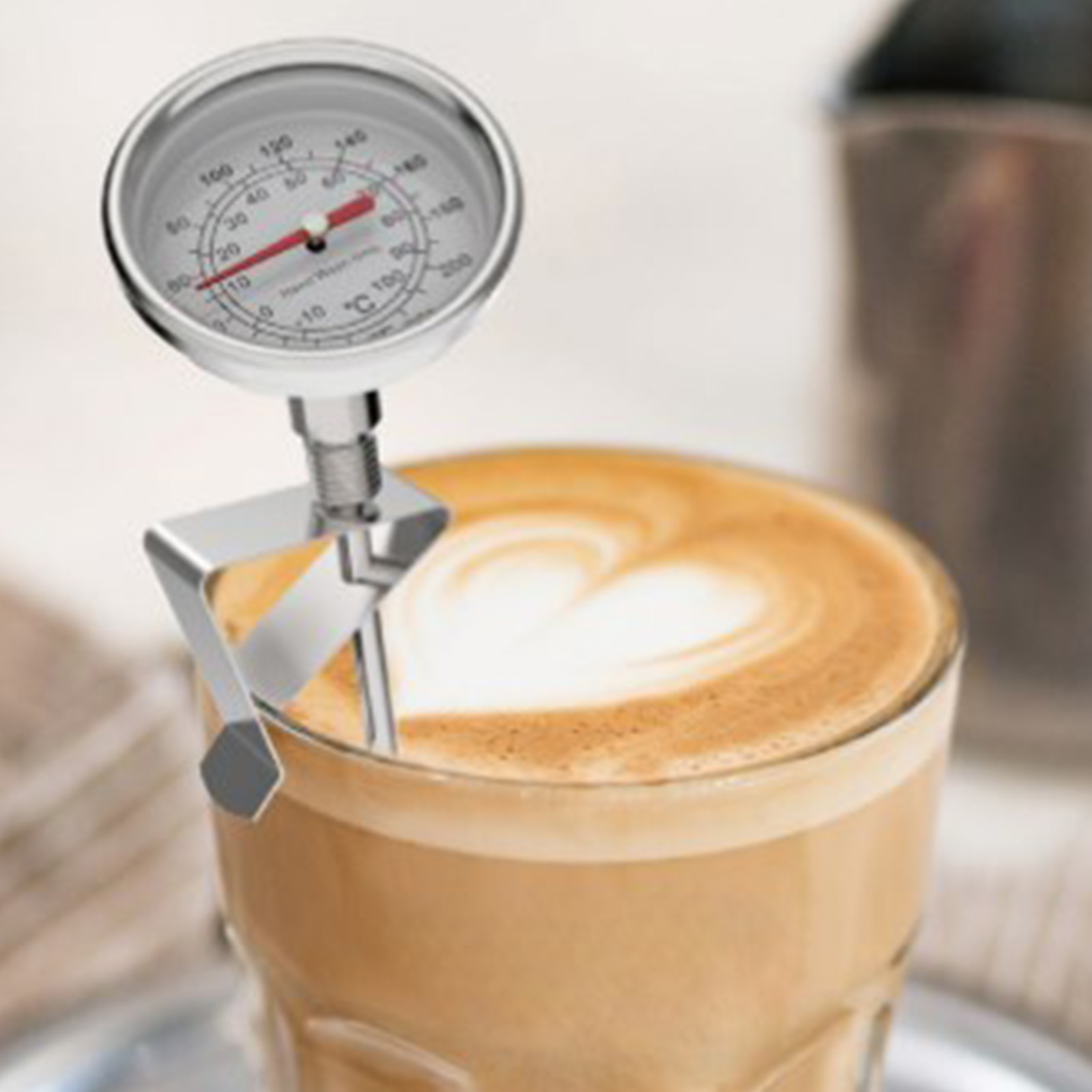 Kaffeethermometer Aus Edelstahl, Tragbares Thermometer Zum Aufschäumen Von Milch, Getränken, Schokolade, Milchschaum, Zum Garen Von Fleisch Und Zum Grillen