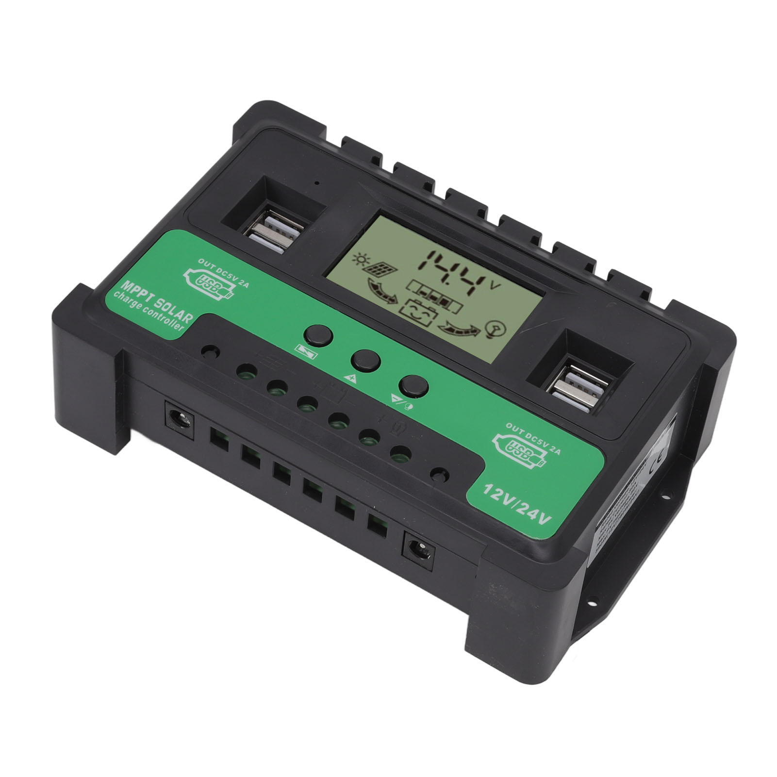 12v/24v Solarladeregler, Pv-lade- Und Entladeregler, Lcd-display, Zwei Usb-ausgänge, 30a