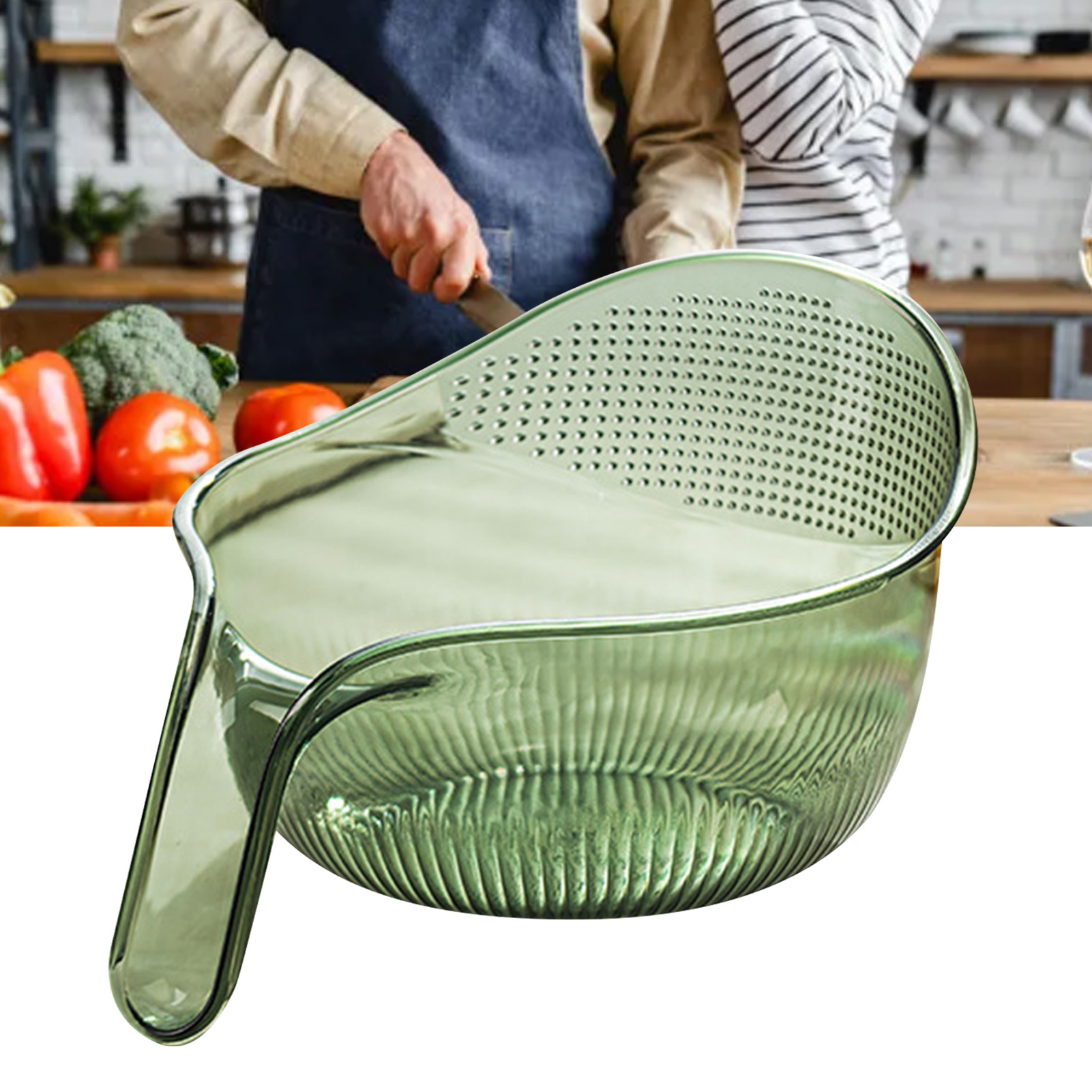 Reissieb Aus Kunststoff Mit Griff Für Gemüse, Bohnen, Obst, Nudeln, Küchenaccessoires In Grün