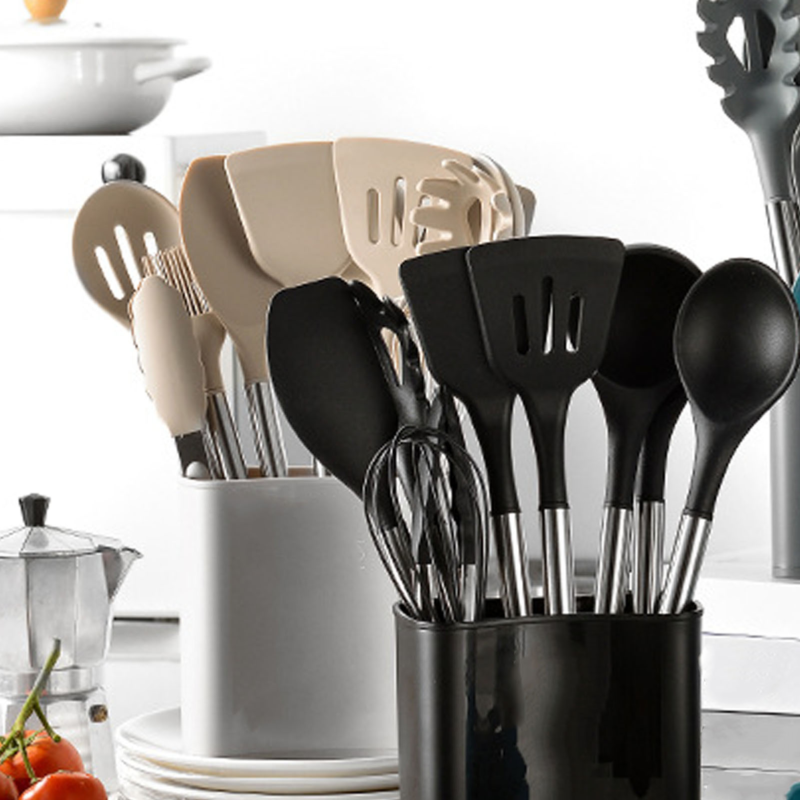 13-teiliges Küchenutensilien-set Aus Edelstahl, Silikonlöffel, Pfannenwender, Schöpfkelle, Küchenutensilien-set