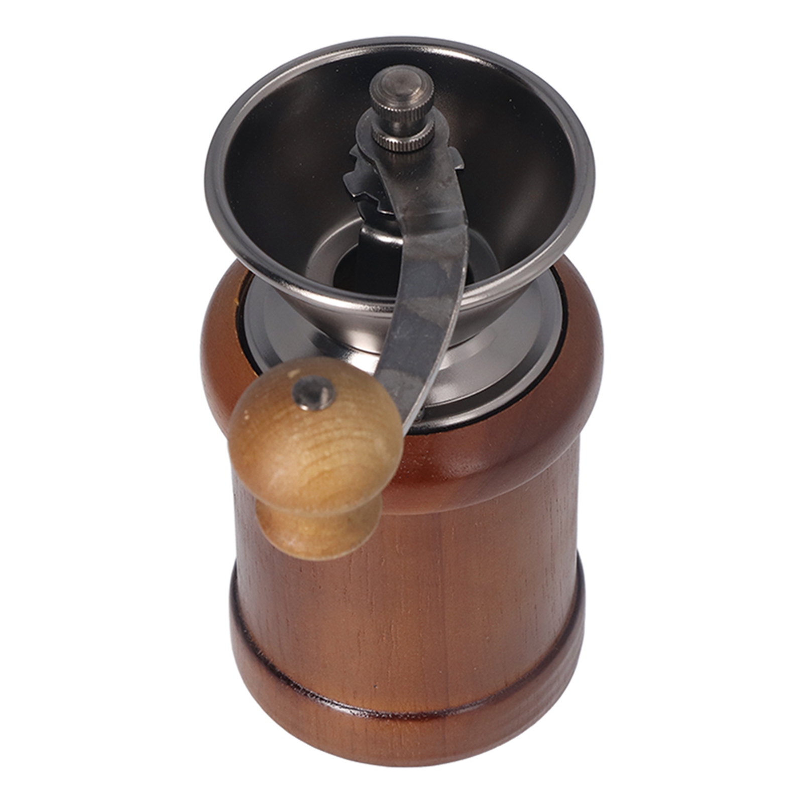 Manuelle Kaffeemühle, Eiche, Edelstahl, Retro-stil, Ergonomische Kurbel, Konisches Mahlwerk, Tragbare Kaffeebohnenmühle, Dunkle Farbe