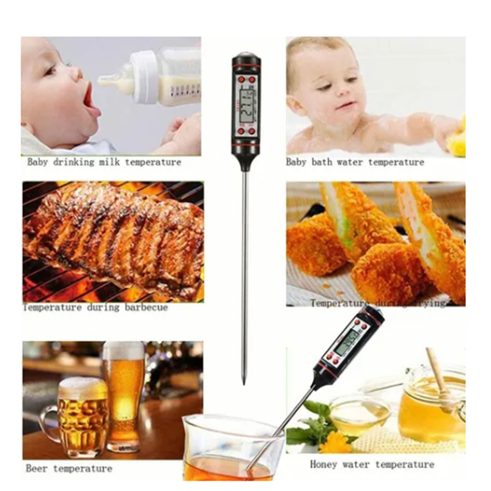 Digitales Edelstahl-küchenthermometer Mit Batterie Und Temperaturfühler Zum Backen In Der Küche