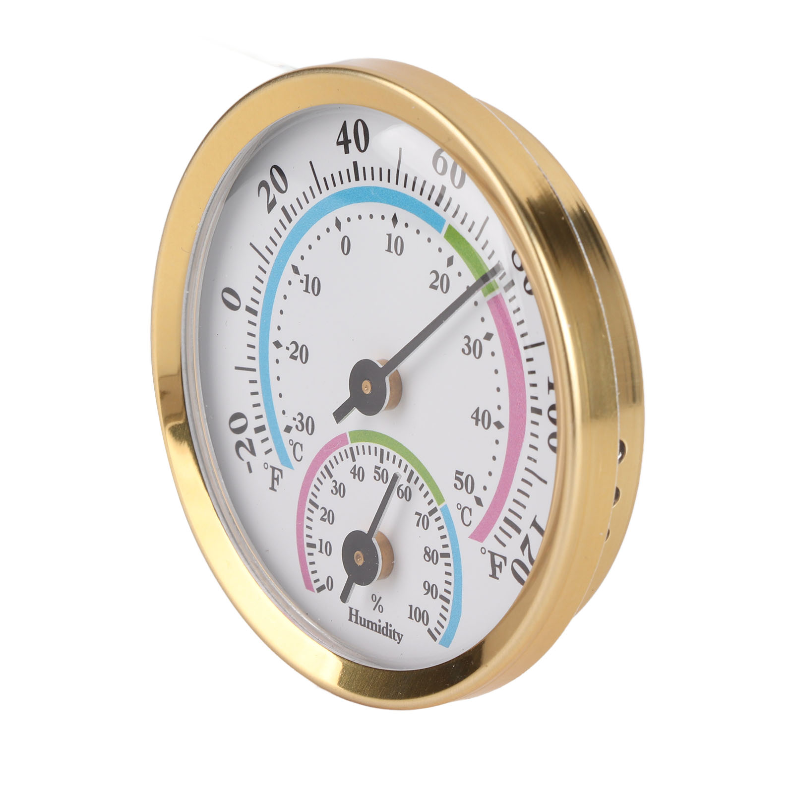 Miniaturthermometer Mit Temperatur- Und Feuchtigkeitsanzeige, Innentemperaturmesser, Überwachungsanzeige Th103c, Goldfarbenes Gehäuse, Zifferblattfarbe