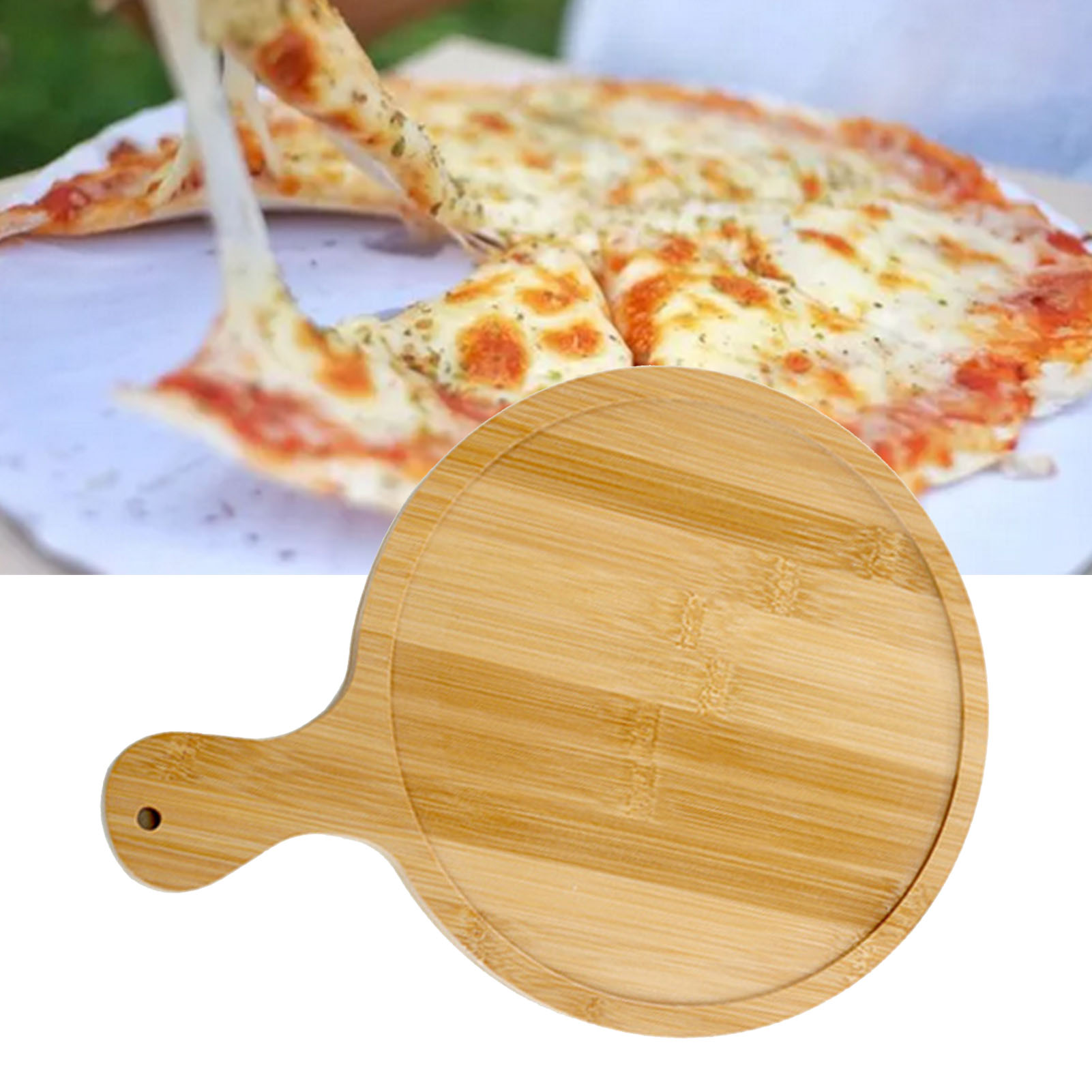 Pizzablech Aus Bambusholz, Transparent, Angenehm Anzufassen, Rund, 15 Cm Durchmesser, Für Pizzen Bis 13 Cm Durchmesser