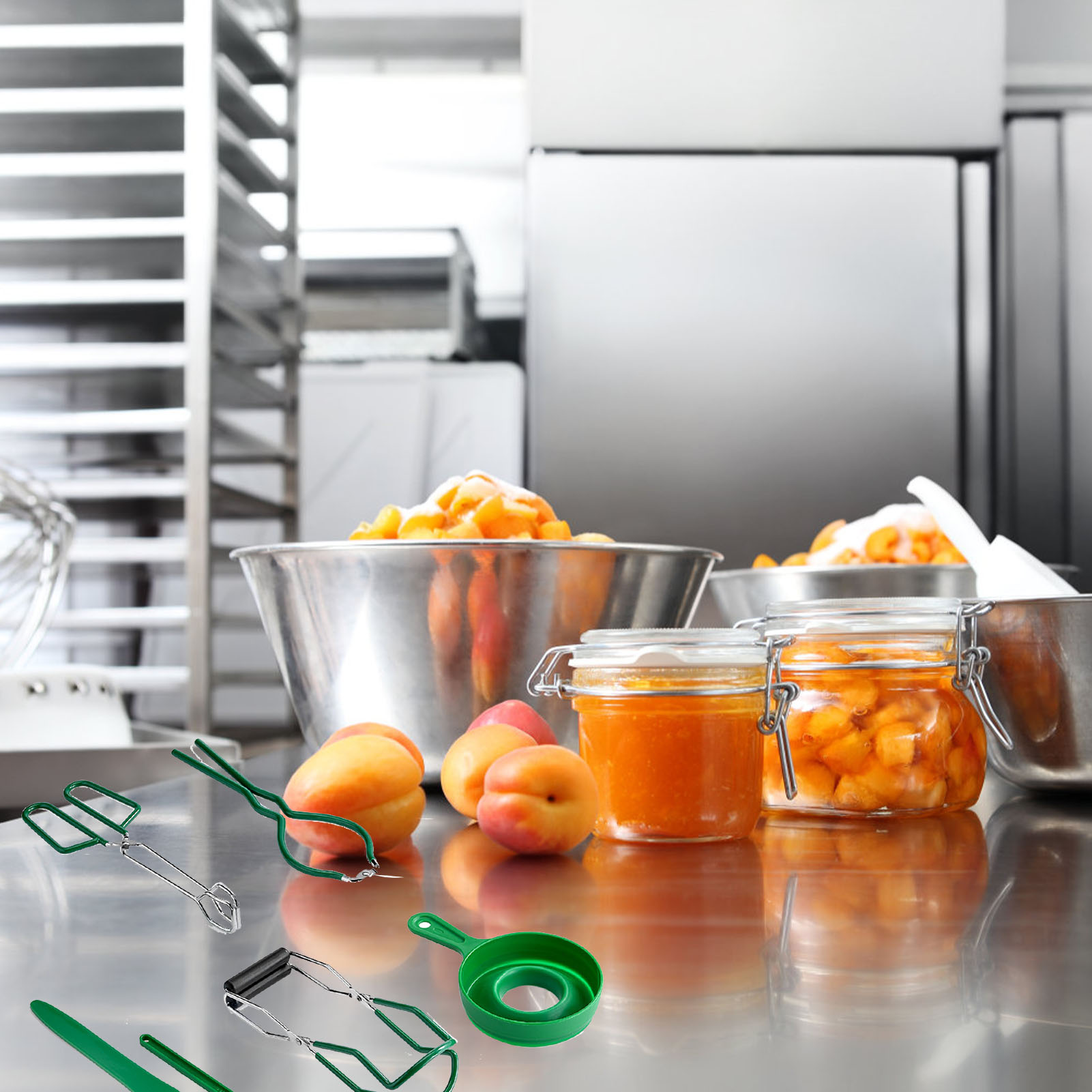 7-teiliges Marmeladen-set In Einem Grünen, Hitzebeständigen Glas. Marmeladen-set Zum Backen Und Kochen.