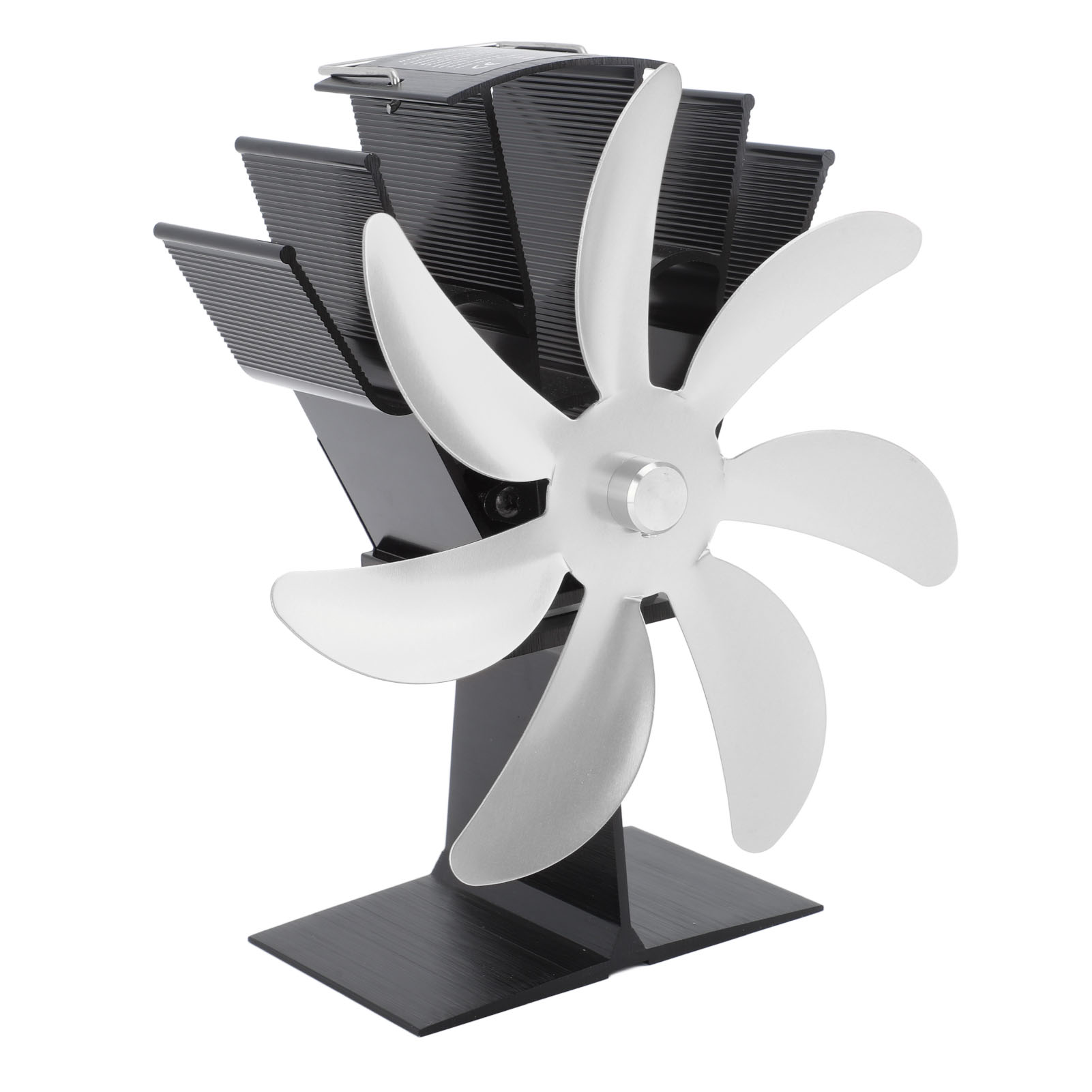 7-flügeliger, Wärmebetriebener Kaminventilator, Aluminium, Thermoelektrisch, Für Holzkamine, Silber