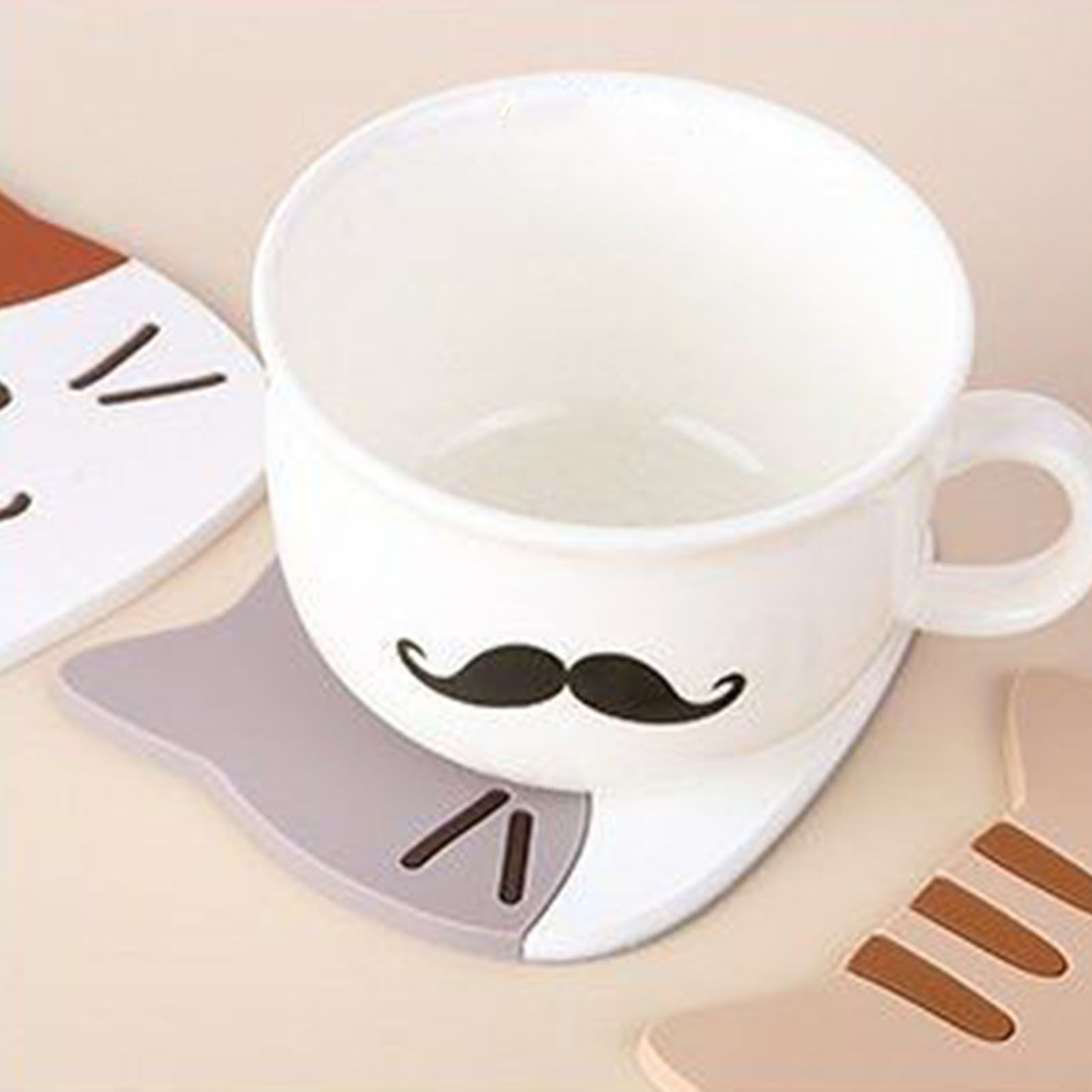 Niedliche Untersetzer Mit Katzenmotiv, Silikon, Rutschfest, Wasserdicht, Saugfähige Pvc-kaffeebecheruntersetzer, Für Küche Und Haushalt, Grau