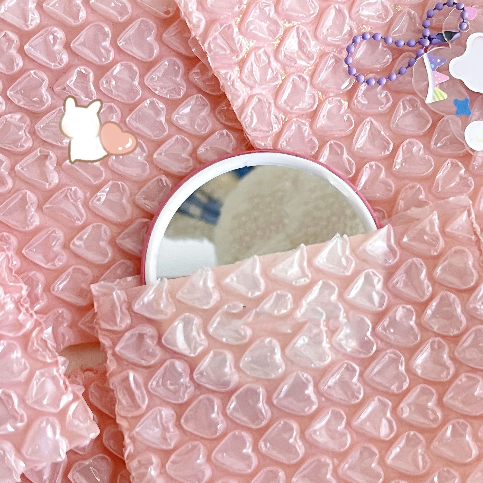 Kleine Pe-luftpolsterbeutel Mit Rosa Herzmuster, Stoßfest, Wasserdicht, Mit Luftpolsterfolie Gefüllt, Für Verpackung Und Expressversand