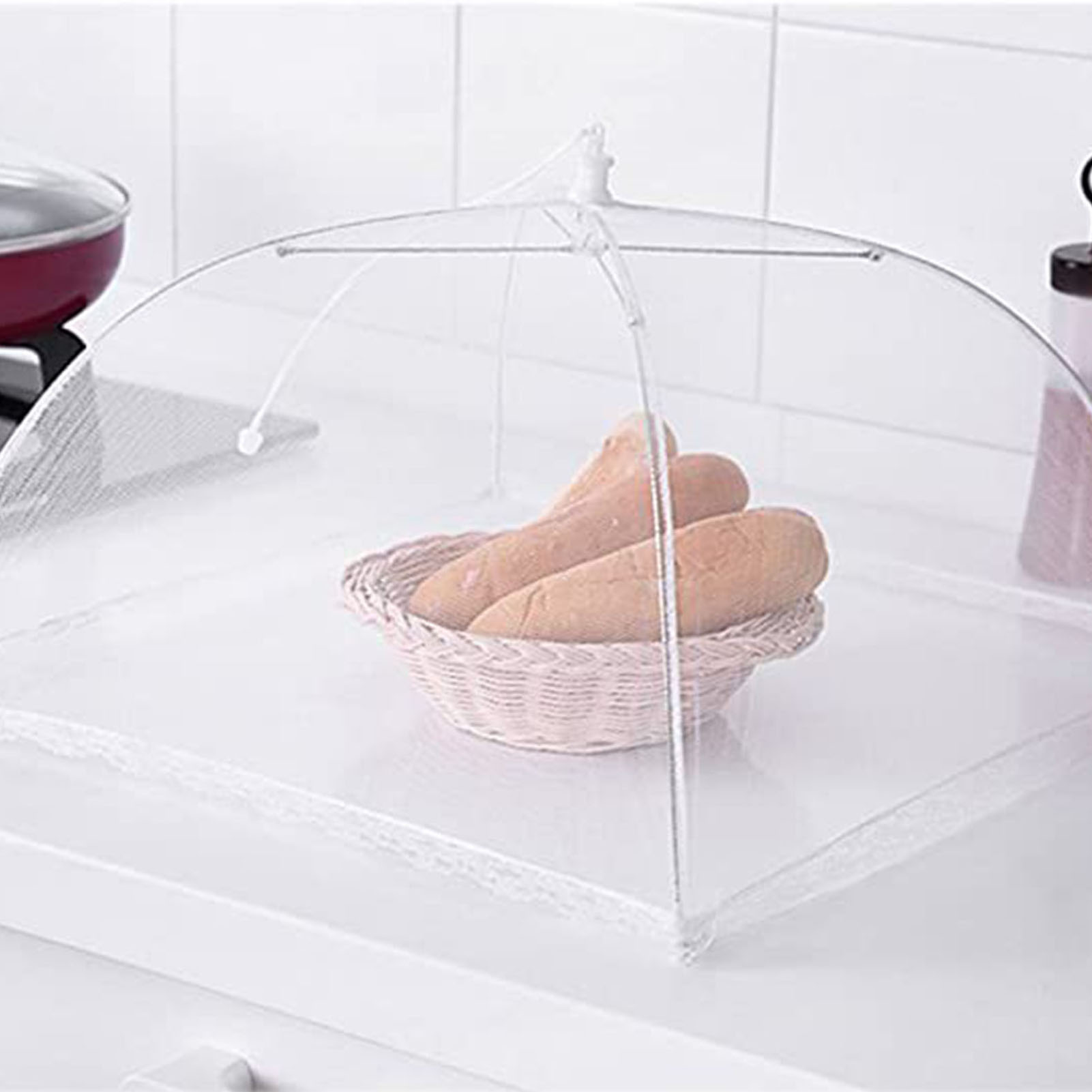 3-teilige Lebensmittelschutzabdeckung, 45,7 Cm, Weiß, Faltbares Lebensmittelzelt, Küchenschirm