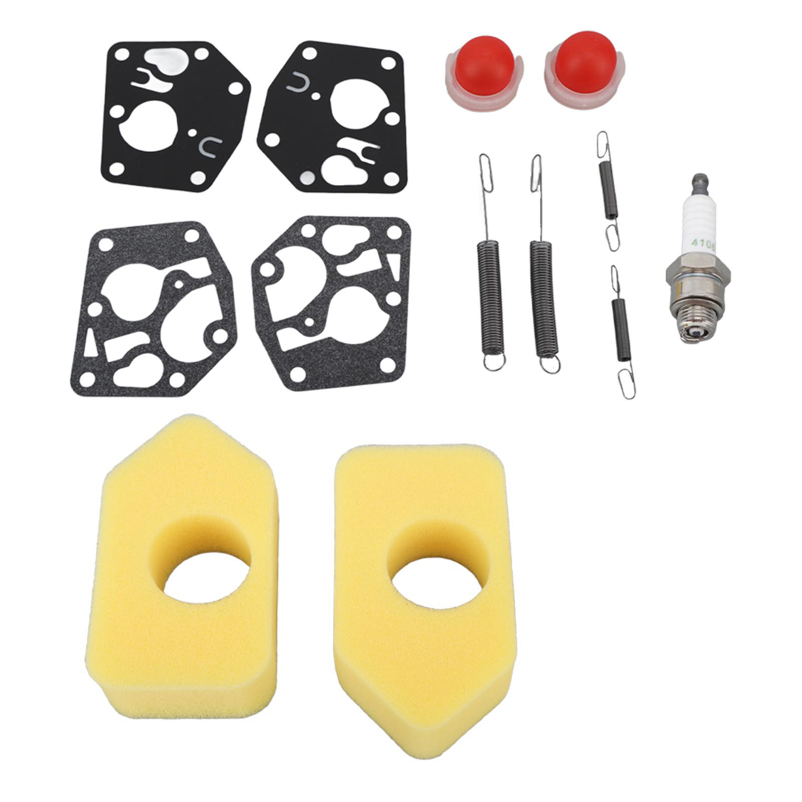 2 Rasenmäher-reparatursets, Luftfiltermembran, Kraftstoffpumpenfeder Und Zündkerze Für Classic Sprint 3,5–4,5 Ps Q45 35 375 40 Motor