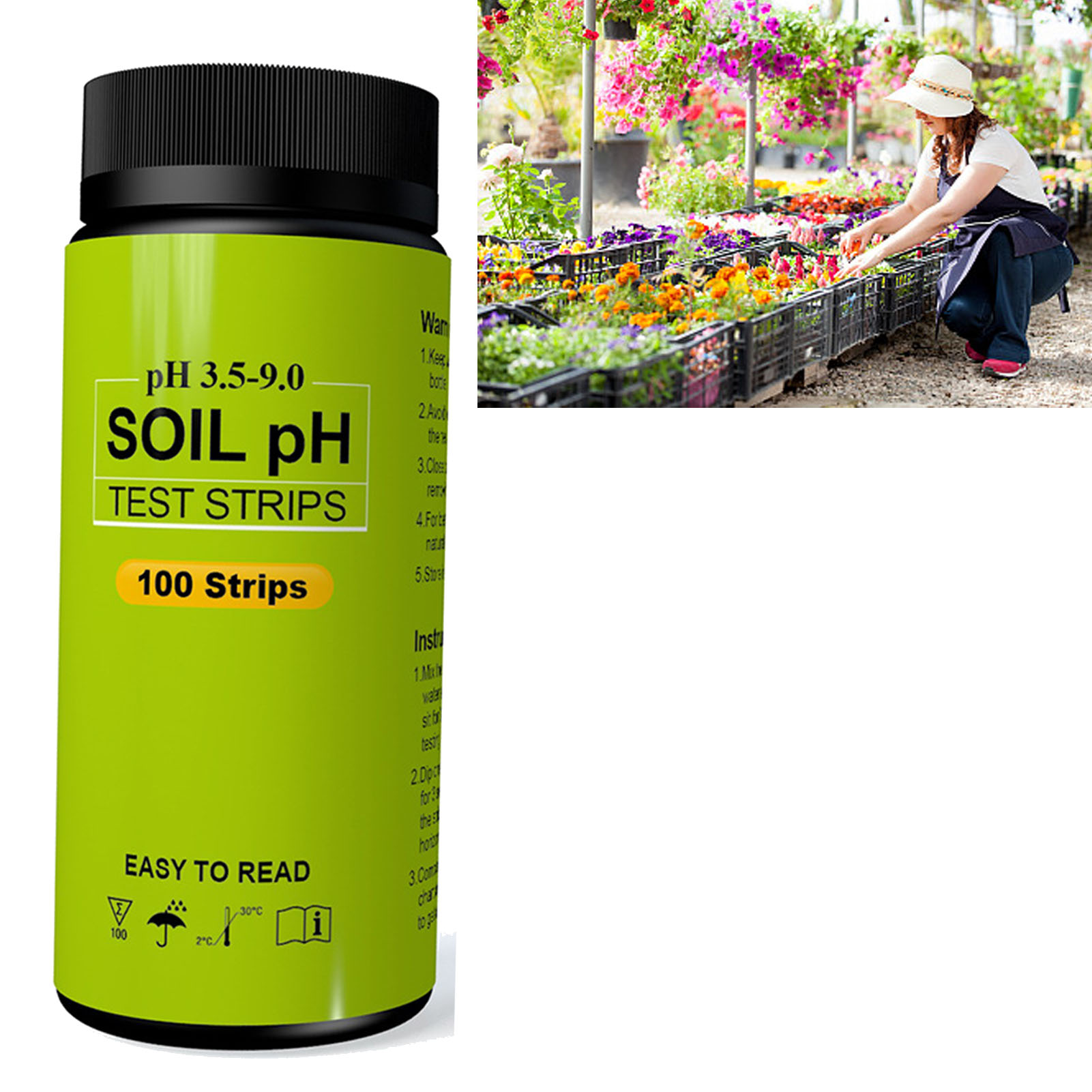 100 Boden-ph-teststreifen (3,5 Bis 9), Ein Set Hochpräziser Ph-messpapiere Für Gartenrasen Und Pflanzen