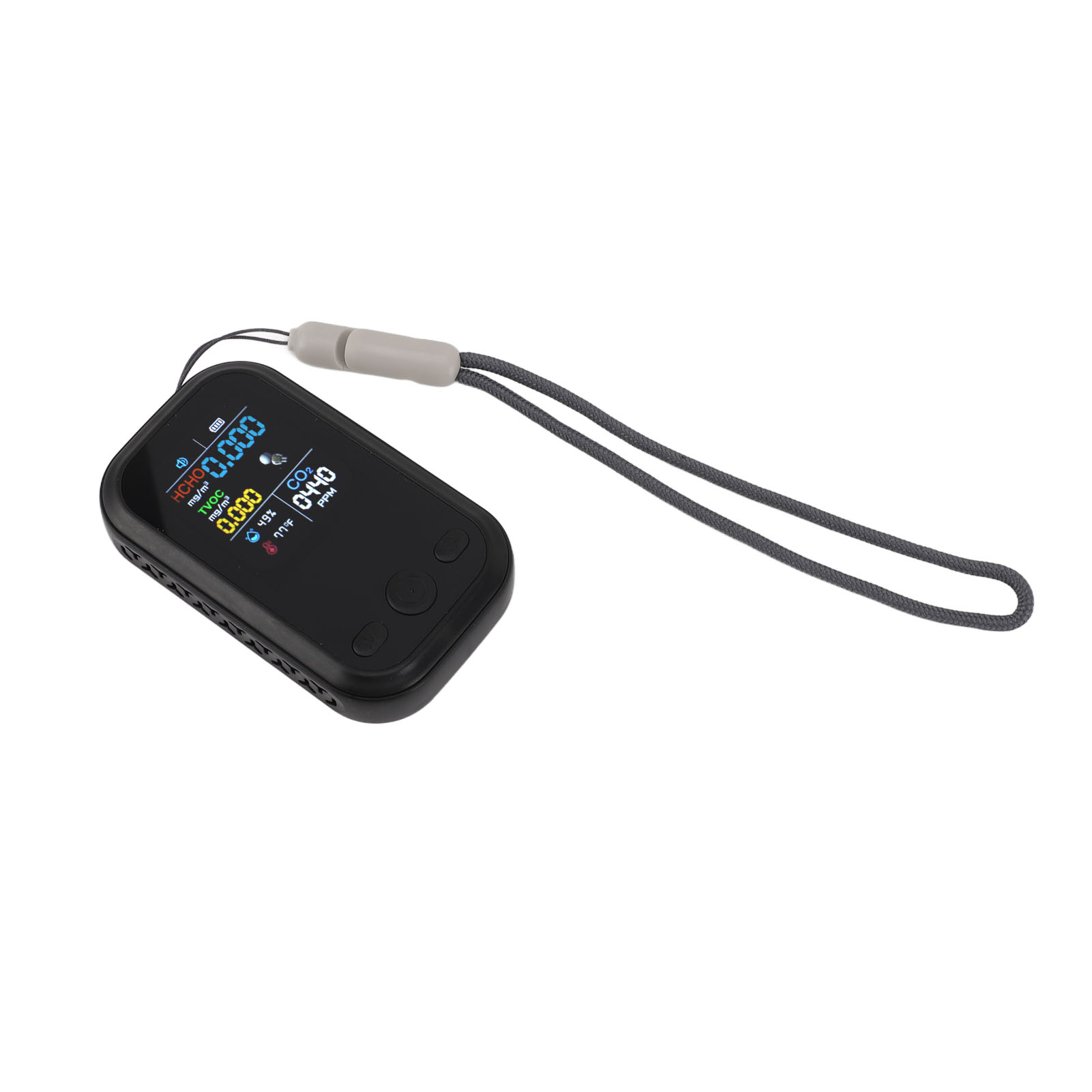 5-in-1-luftqualitätsmonitor, Multifunktional, Intelligent, Tragbar, Mit Feuchtigkeits-, Temperatur- Und Co₂-sensor Für Den Innenbereich, Schwarz
