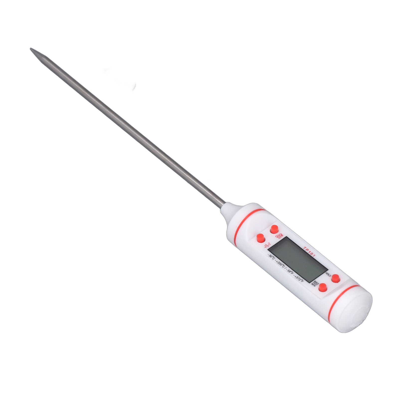 Digitales Fleischthermometer Mit Langer Sonde, Sofortanzeige-lebensmittelthermometer Mit Großem Display Für Küche Und Grill, Weiß
