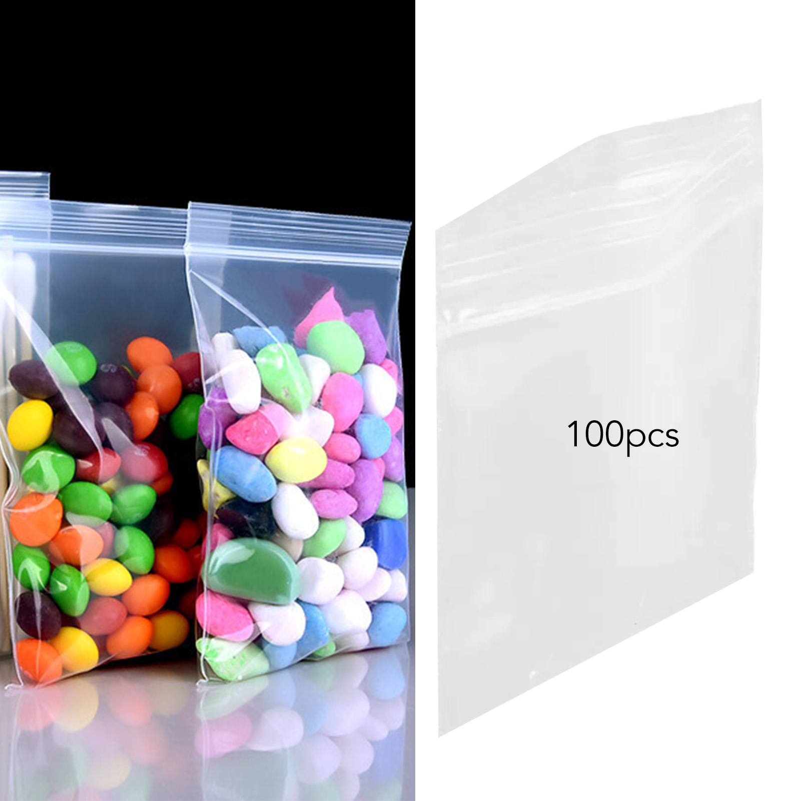100 Stück Snack-aufbewahrungsbeutel, Durchsichtig, Auslaufsicher, Dickwandig, Mit Reißverschluss, Aus Polyethylen, Für Den Hausgebrauch