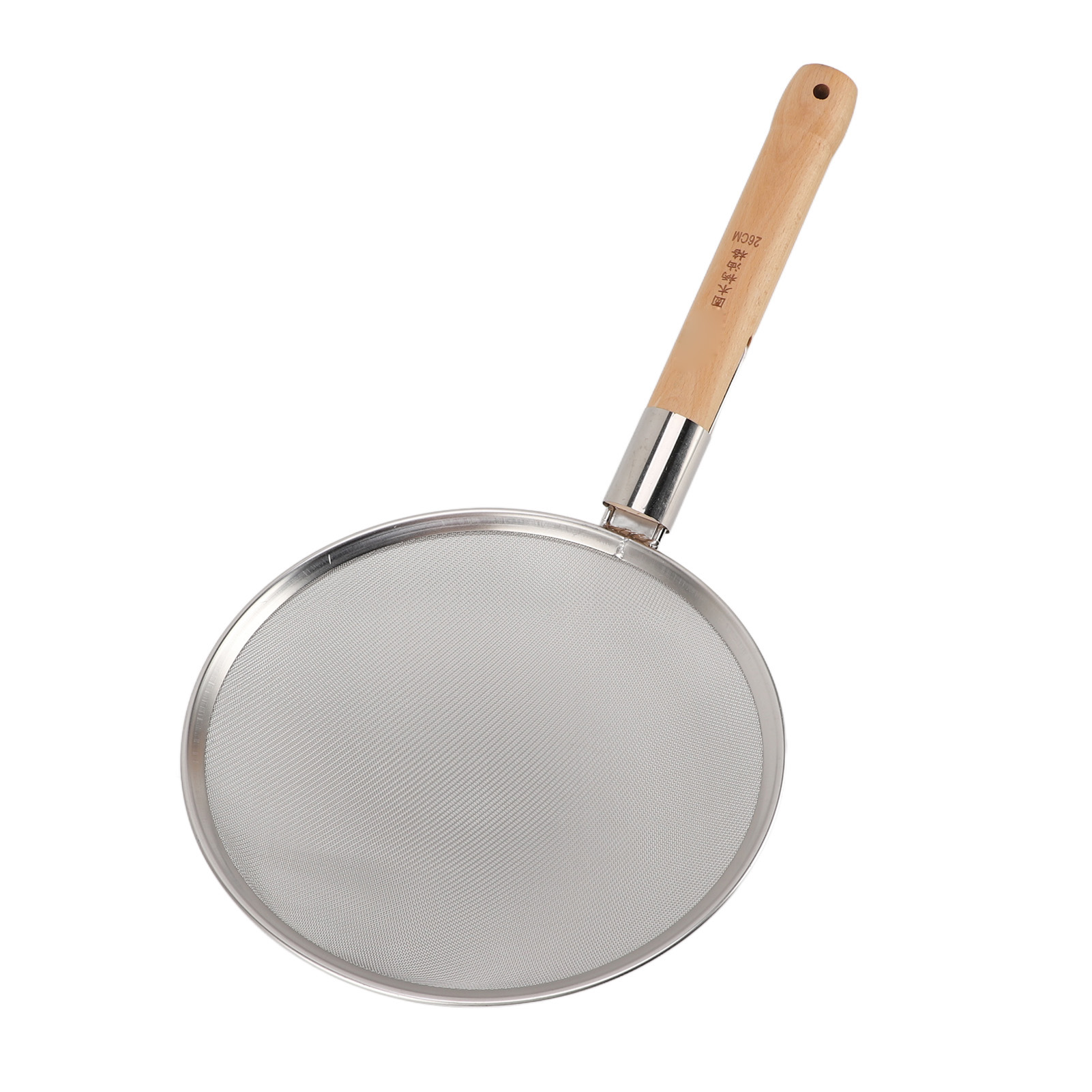 Feinmaschiger Schaumlöffel Mit Holzgriff, Aus Edelstahl 304, Leicht Und Tragbar, Groß, Zum Kochen Und Braten, Durchmesser 26 Cm/10,2 Zoll